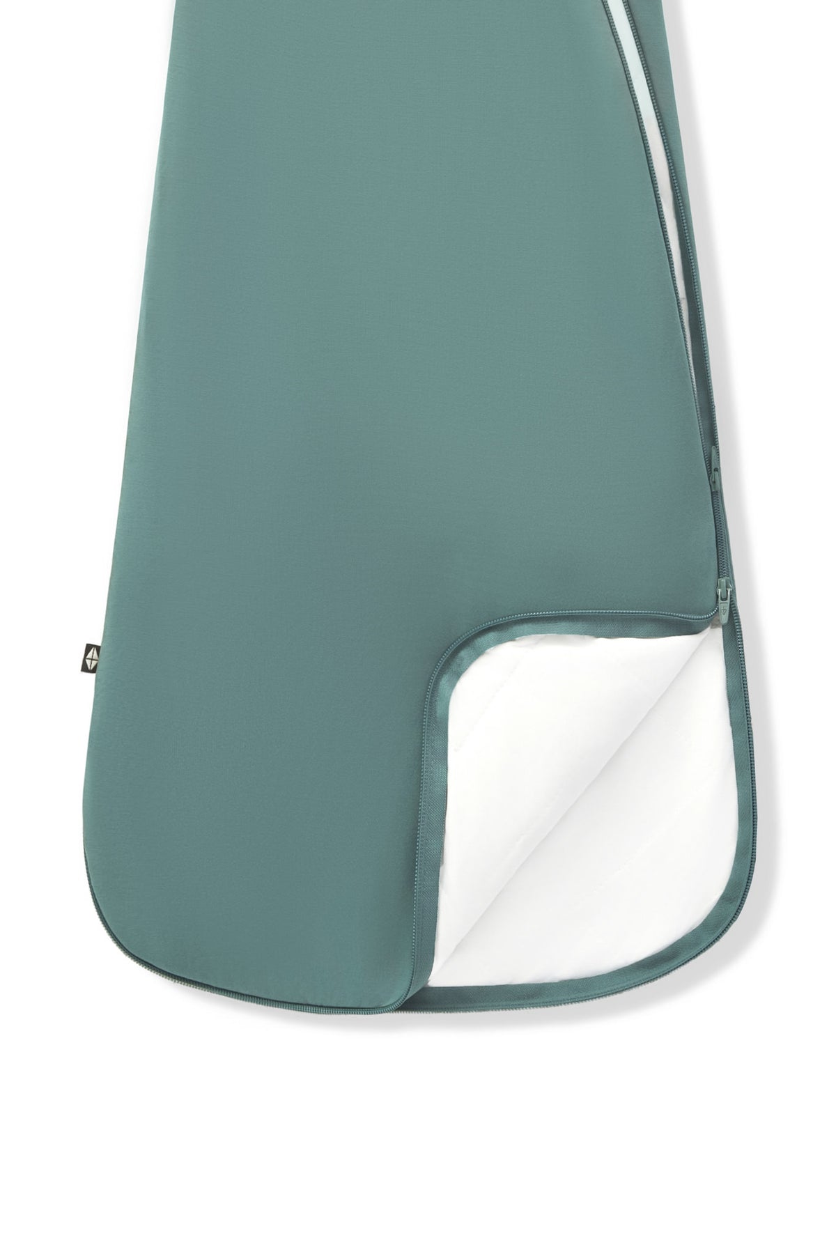 Sleep Bag in Pine 1.0 with dual zipper on a white background