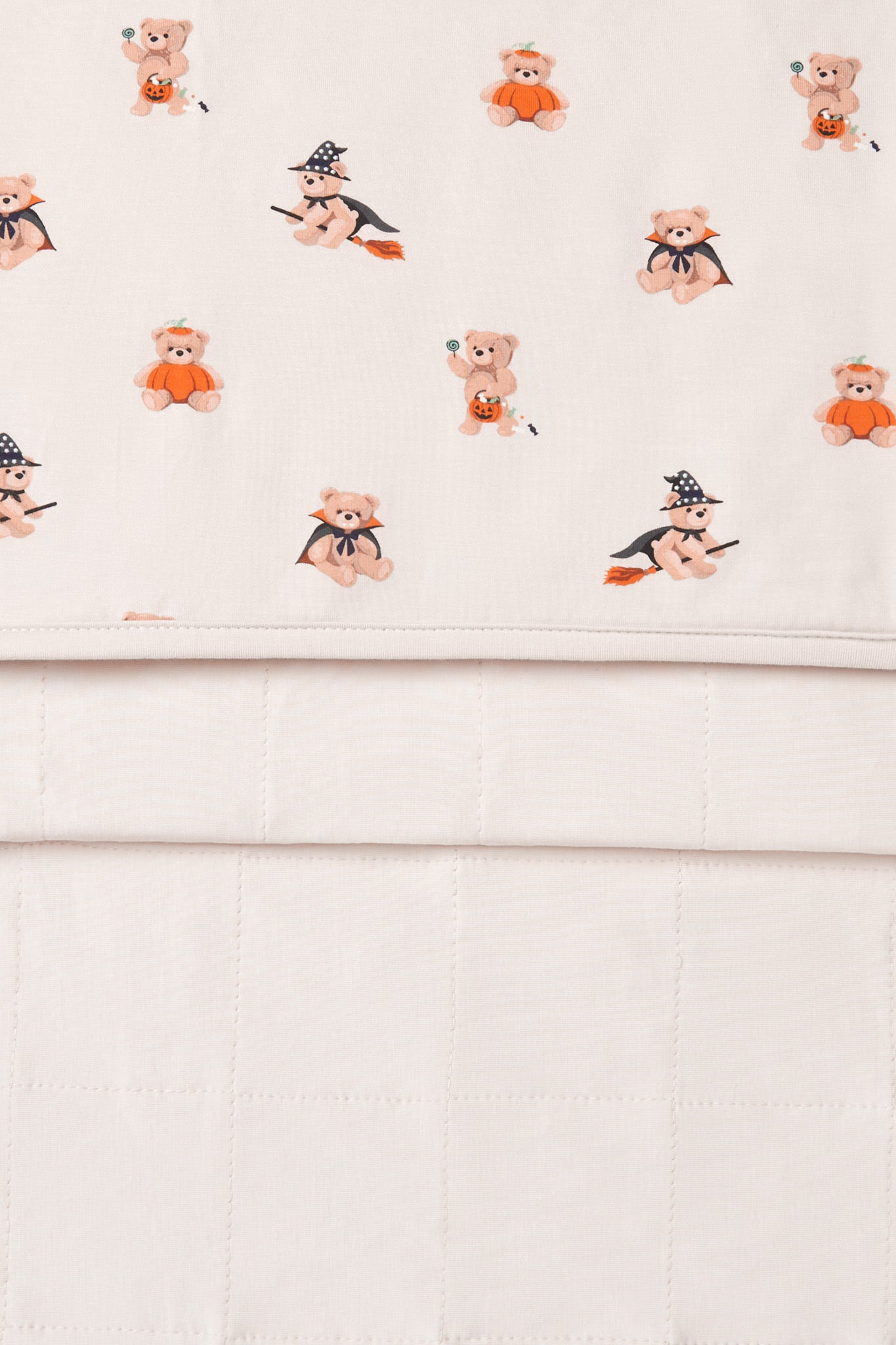Front and back of Baby Blanket in Halloween Teddy 1.0 print 