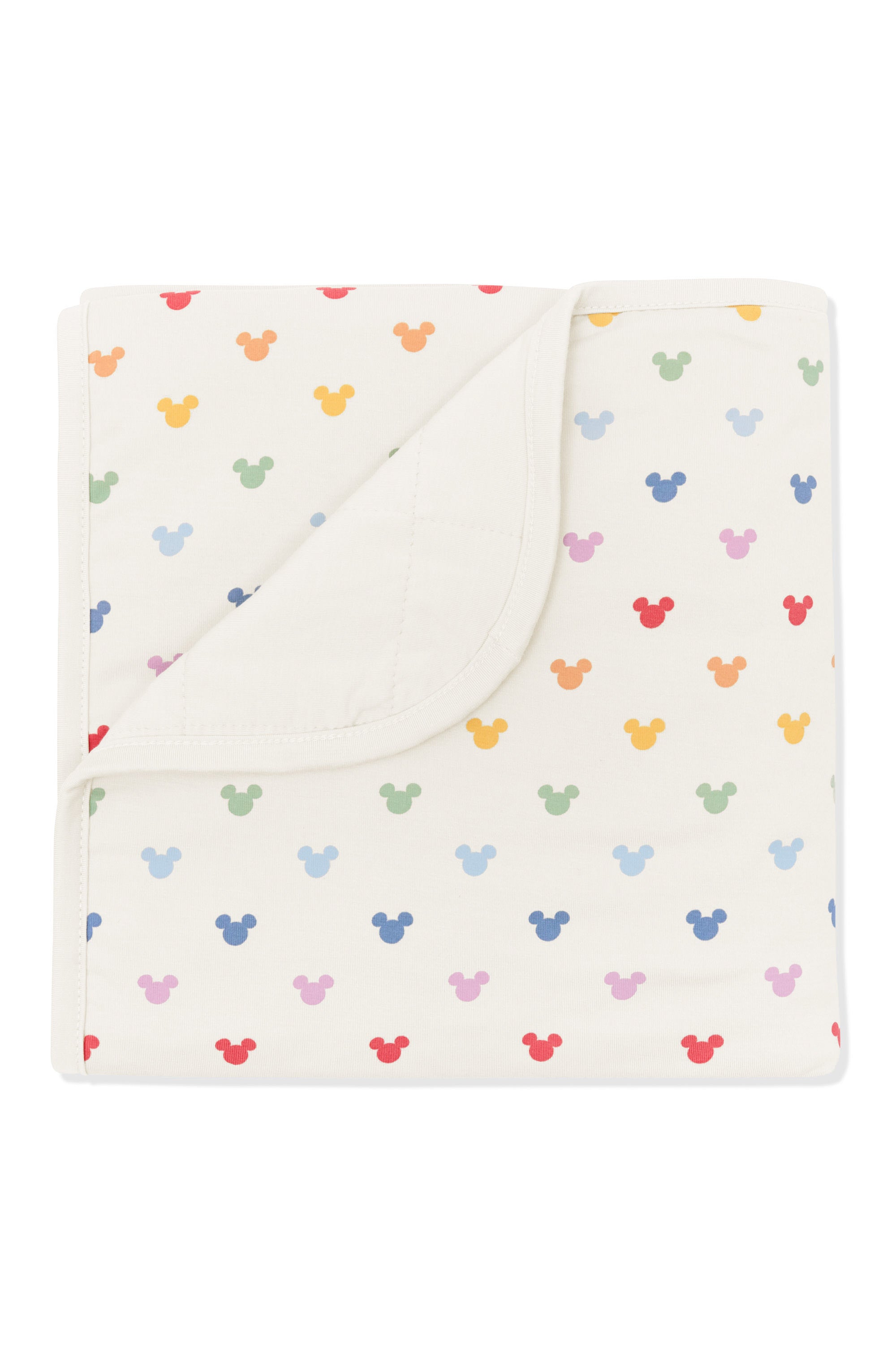 Baby Blanket with pastel mickey mouse pattern on an oat background