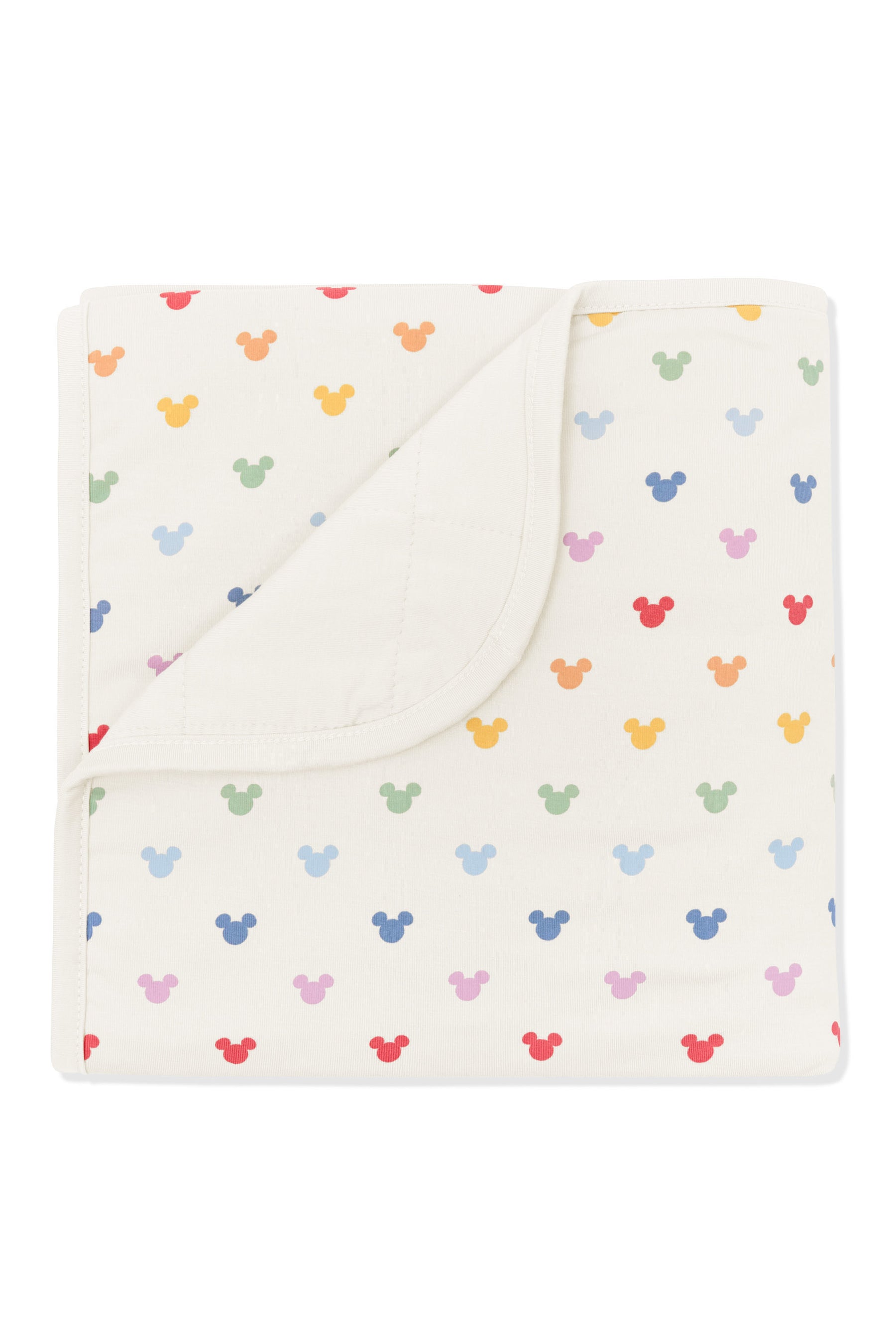Baby Blanket with pastel mickey mouse pattern on an oat background
