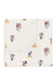 Baby Blanket with mickey mouse and friends print on an oat background