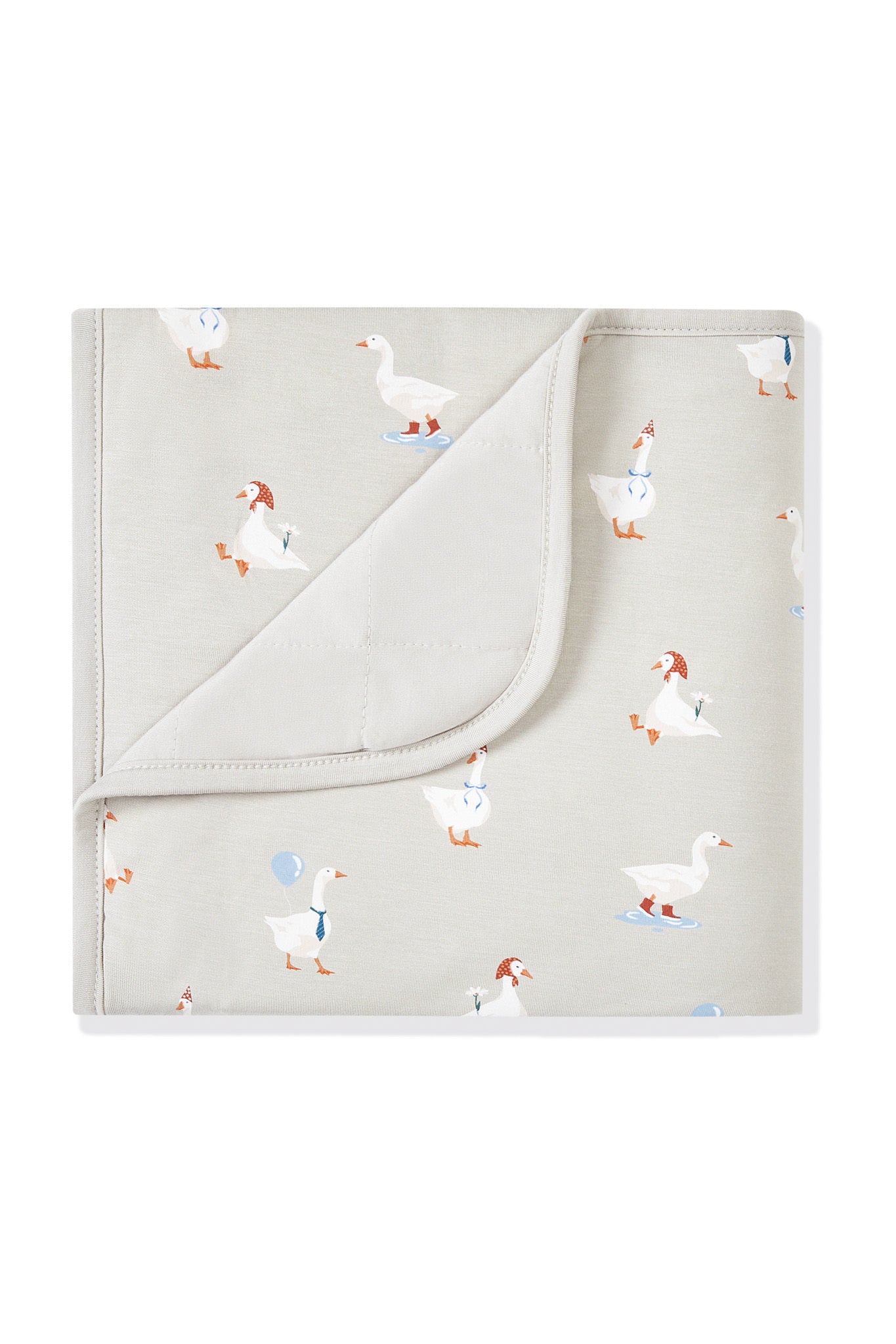 Baby Blanket in Oat Silly Goose 1.0 print on a white background
