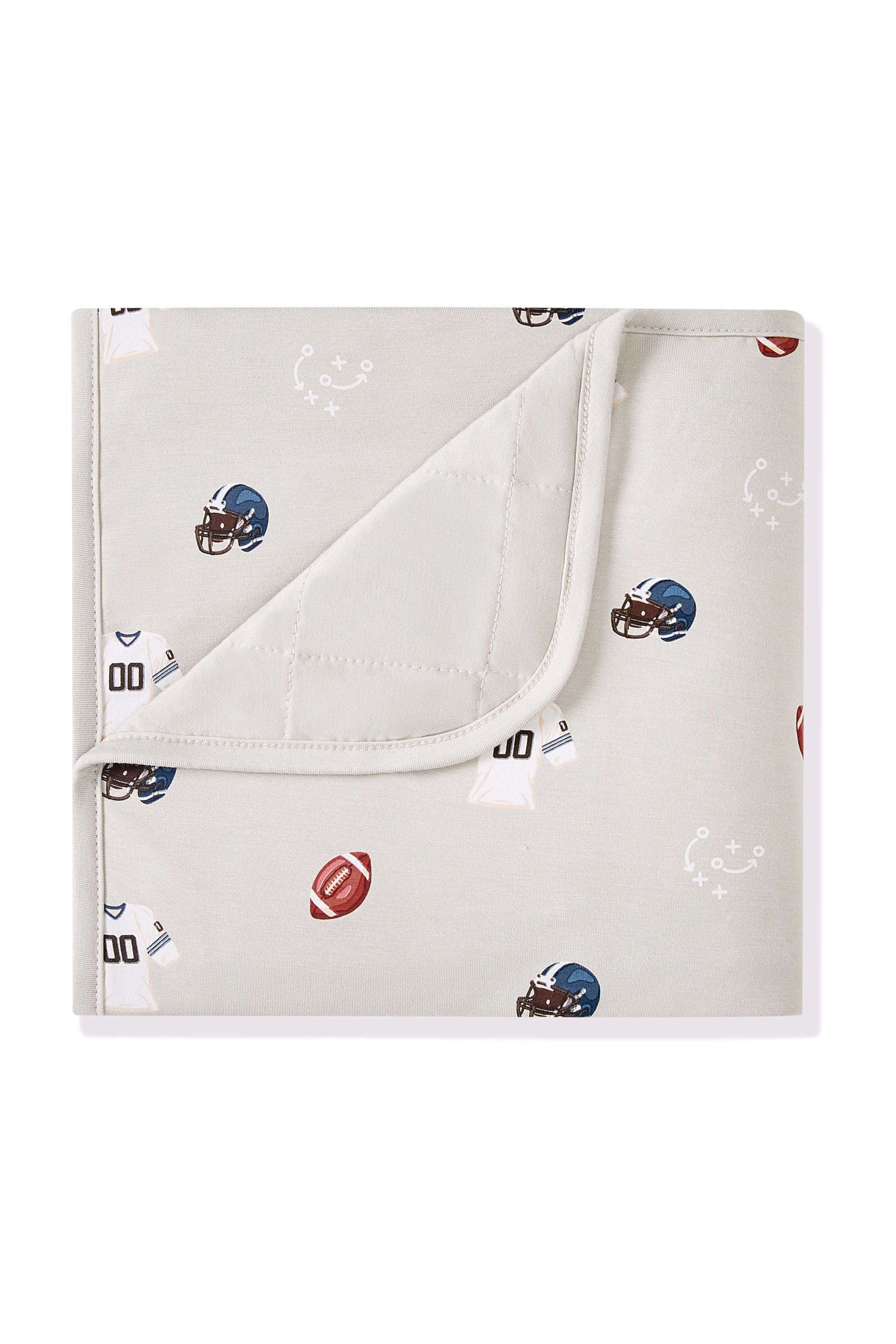 Baby Blanket in Vintage Football 1.0 print on a white background