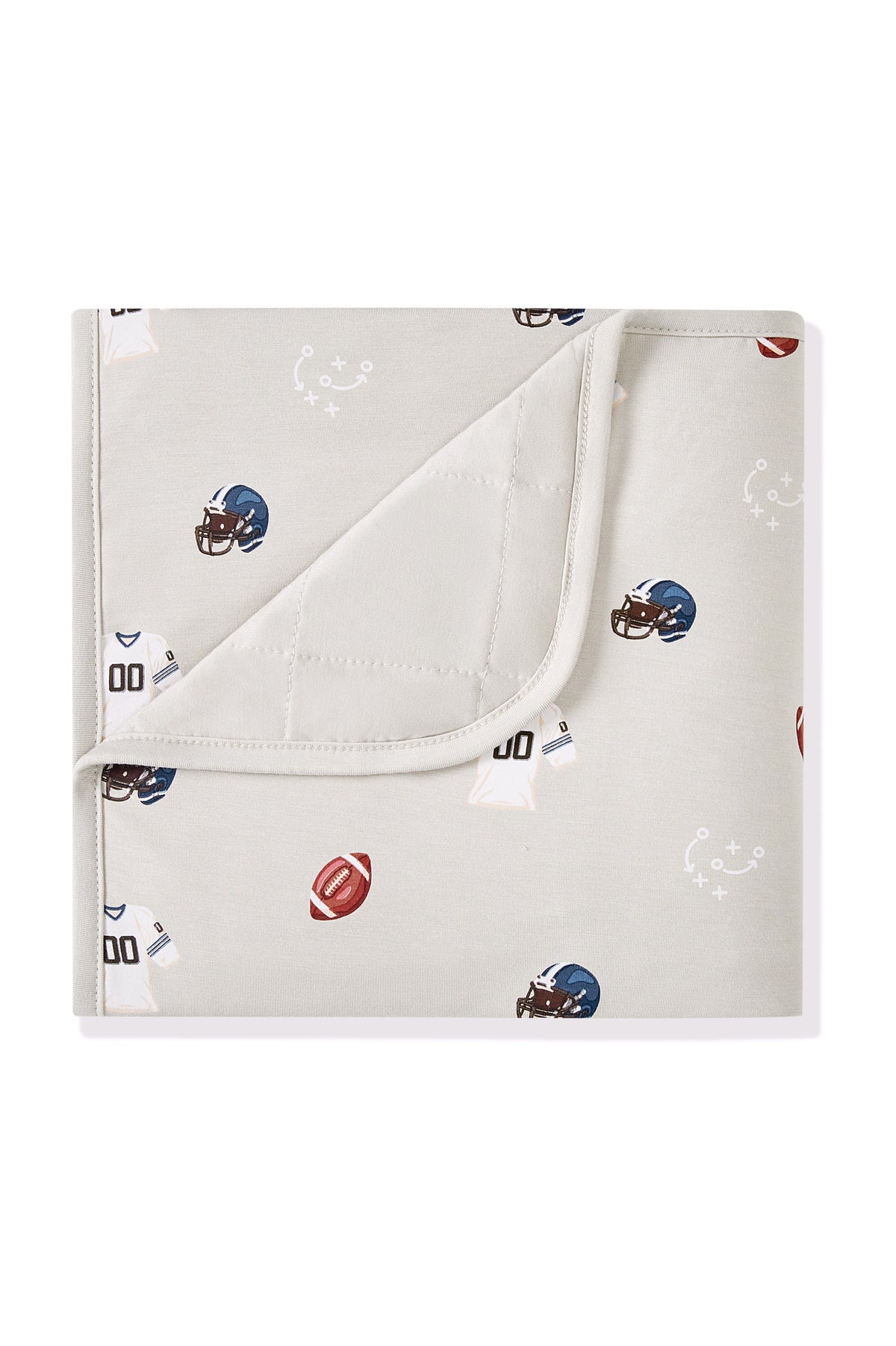 Baby Blanket in Vintage Football 1.0 print on a white background