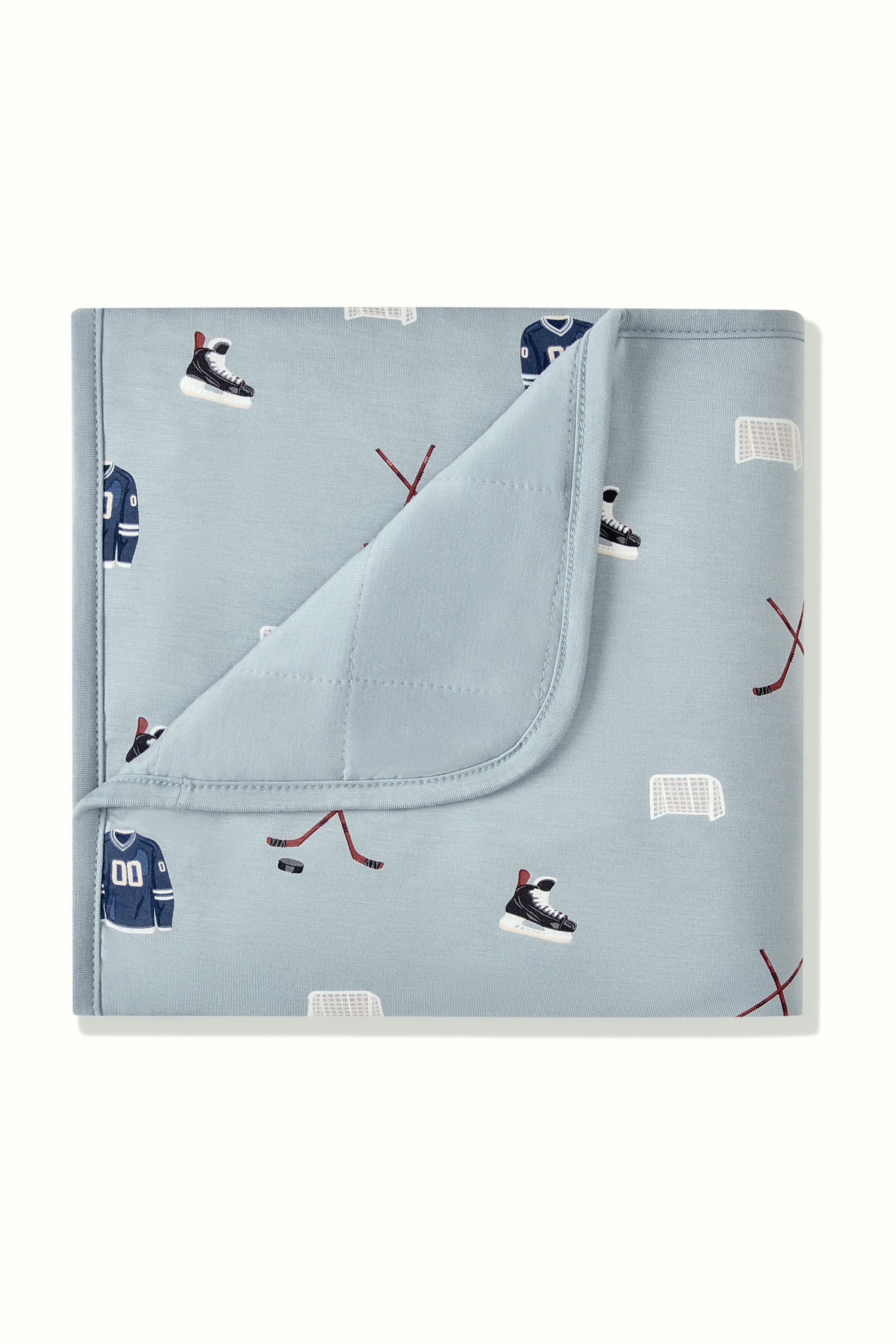 Baby Blanket in Vintage Hockey 1.0 print on a white background