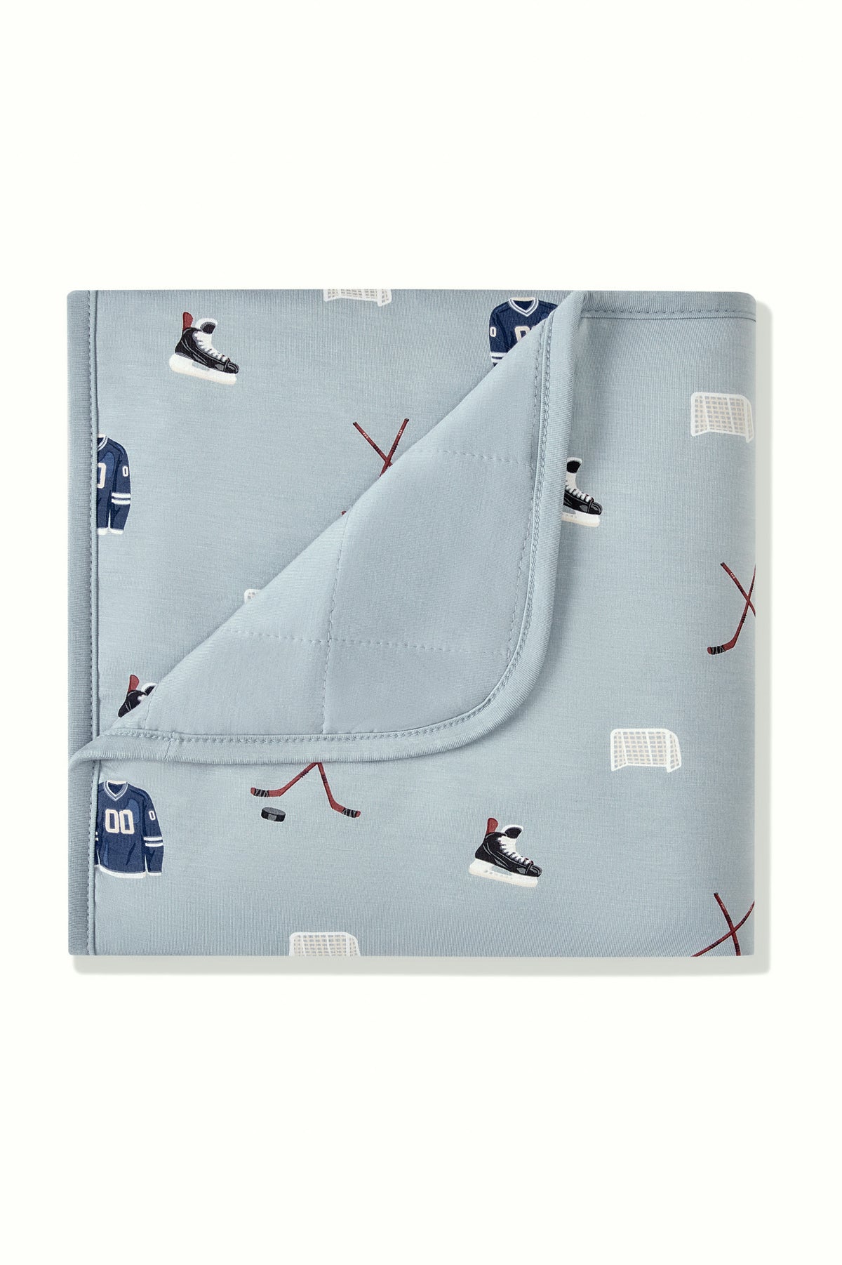 Baby Blanket in Vintage Hockey 1.0 print on a white background