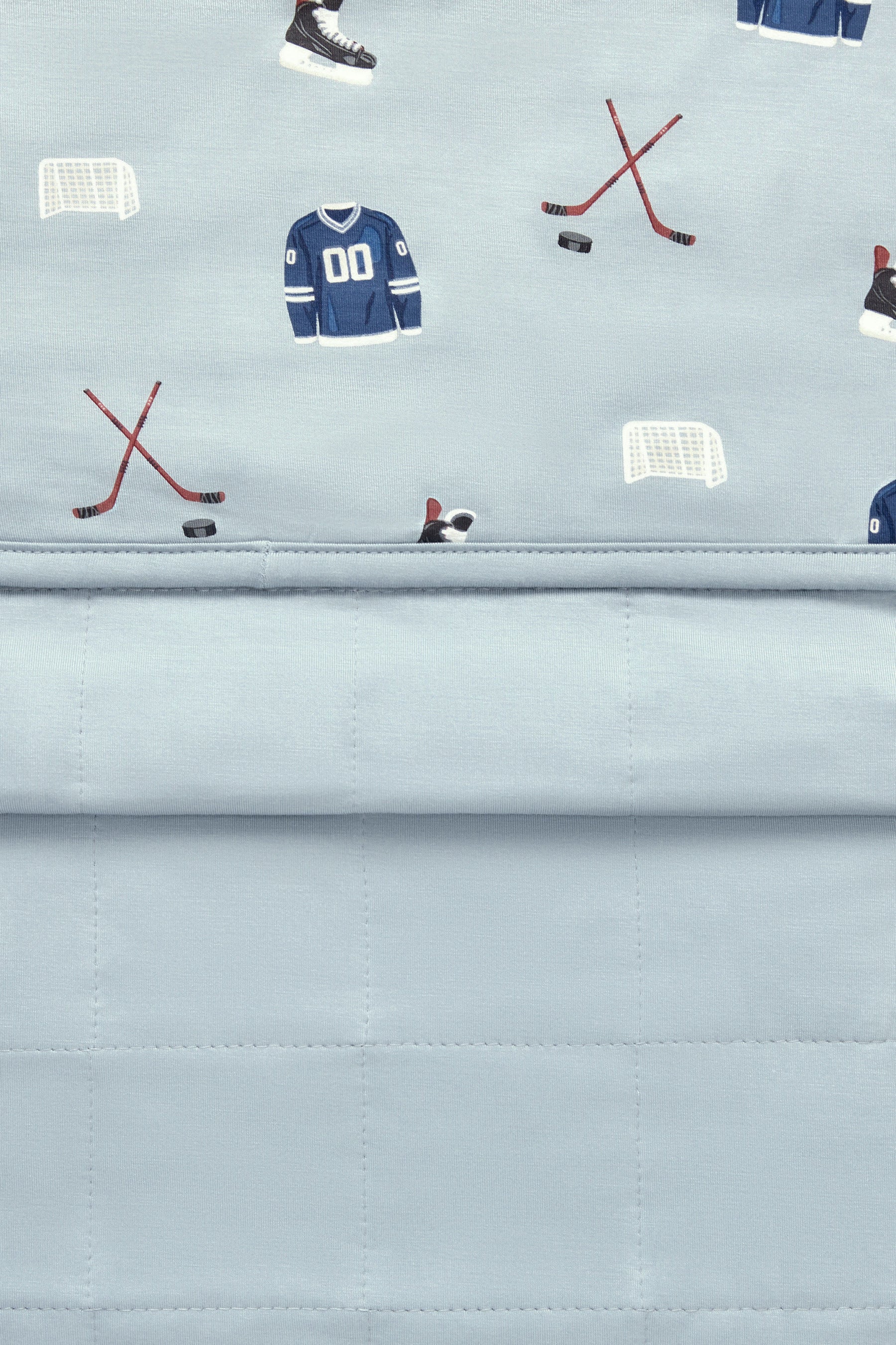 Front and back of Baby Blanket in Vintage Hockey 1.0 print