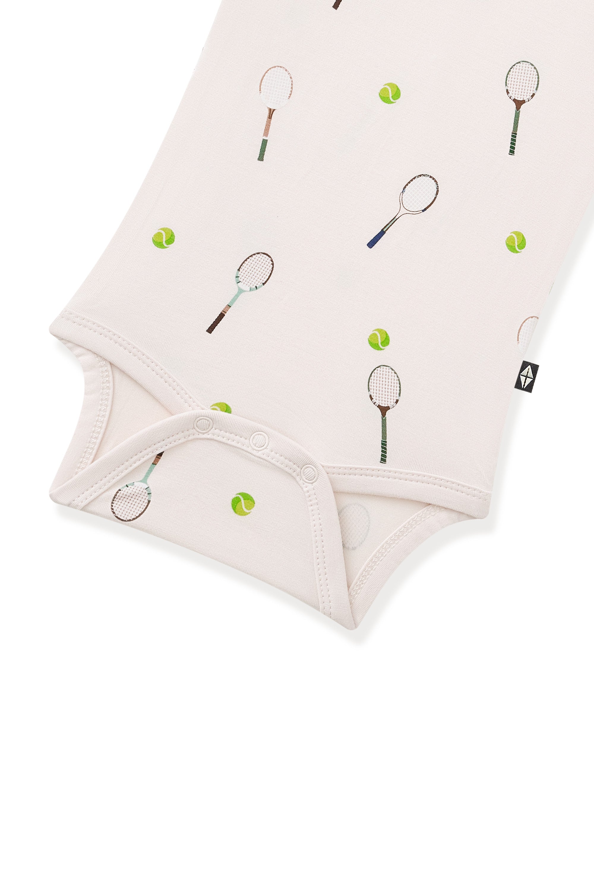 Bottom part of Bodysuit in Tennis print on a white background