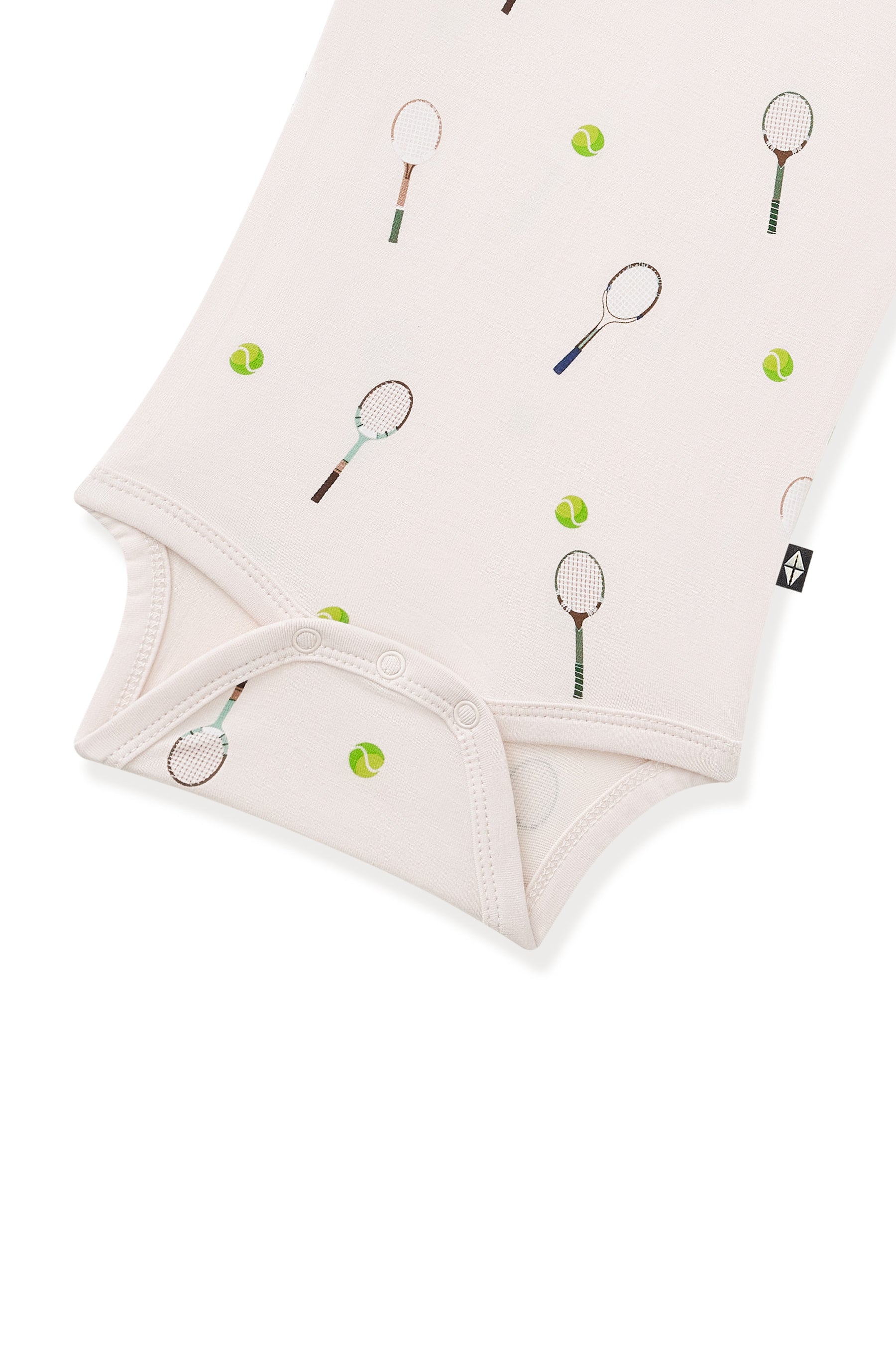 Bottom part of Bodysuit in Tennis print on a white background