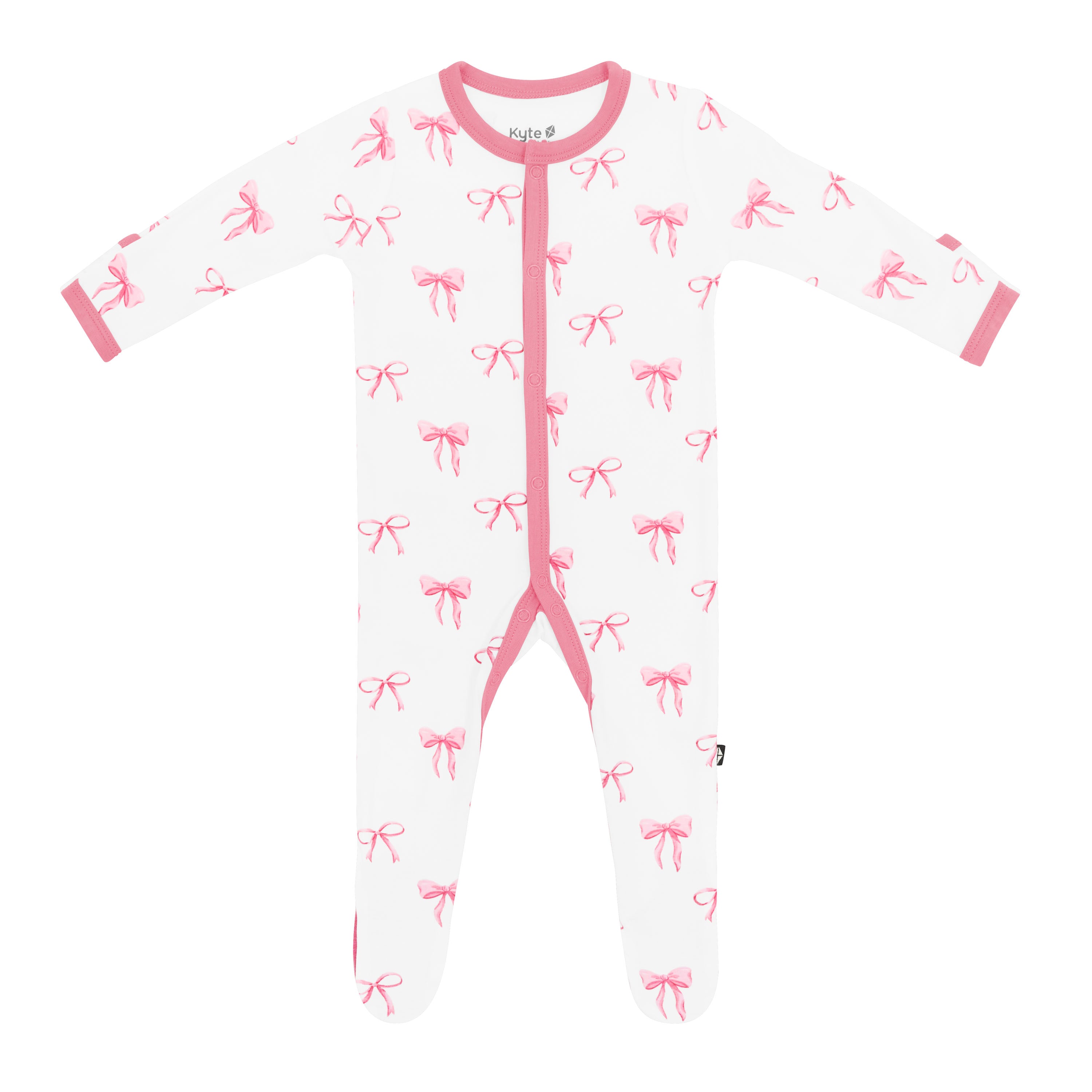 Footie pajamas in pink Bow print