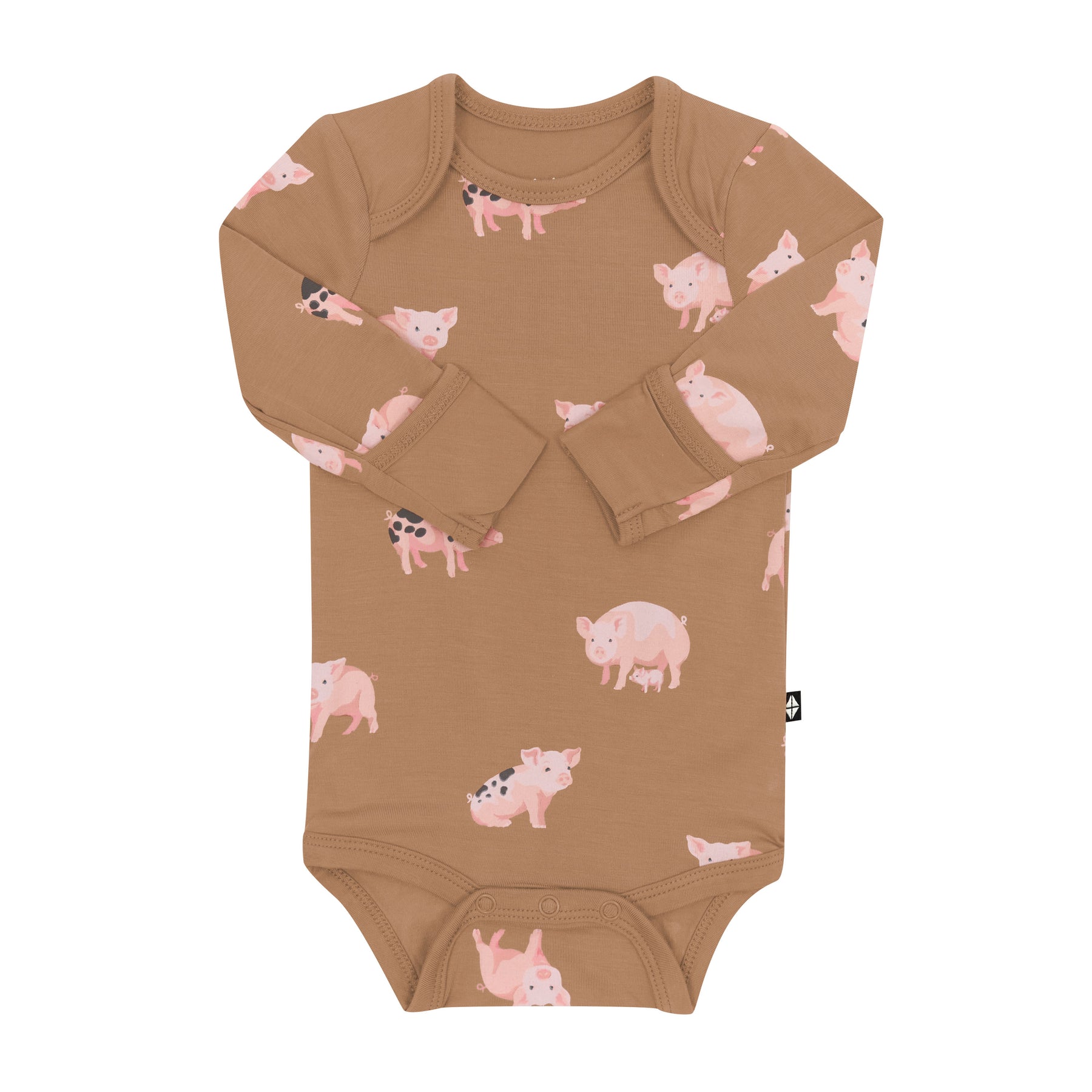 Long Sleeve Bodysuit in Pig shown with the arms folded inwards