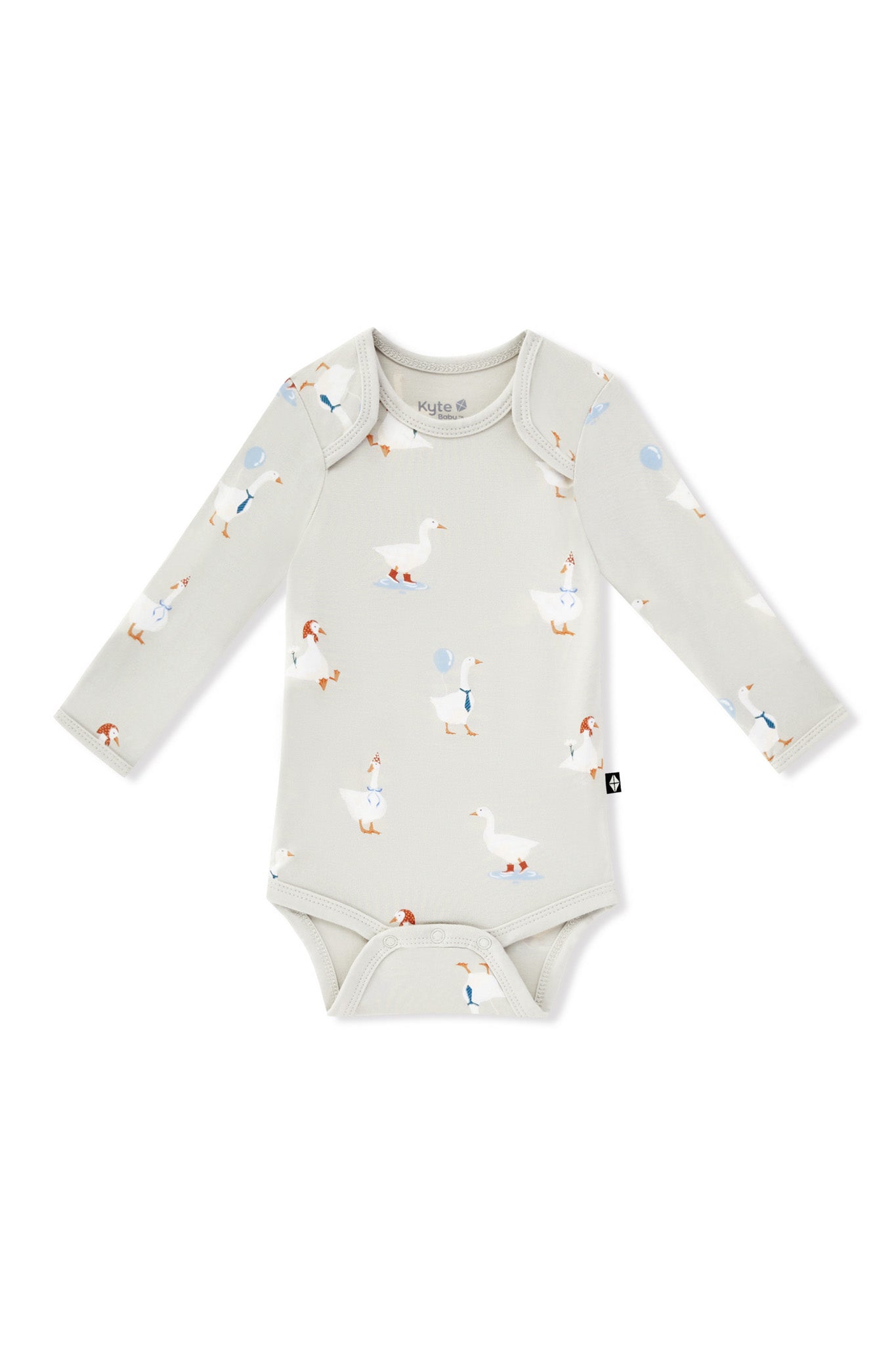 Long Sleeve Bodysuit in Oat Silly Goose print on a white background