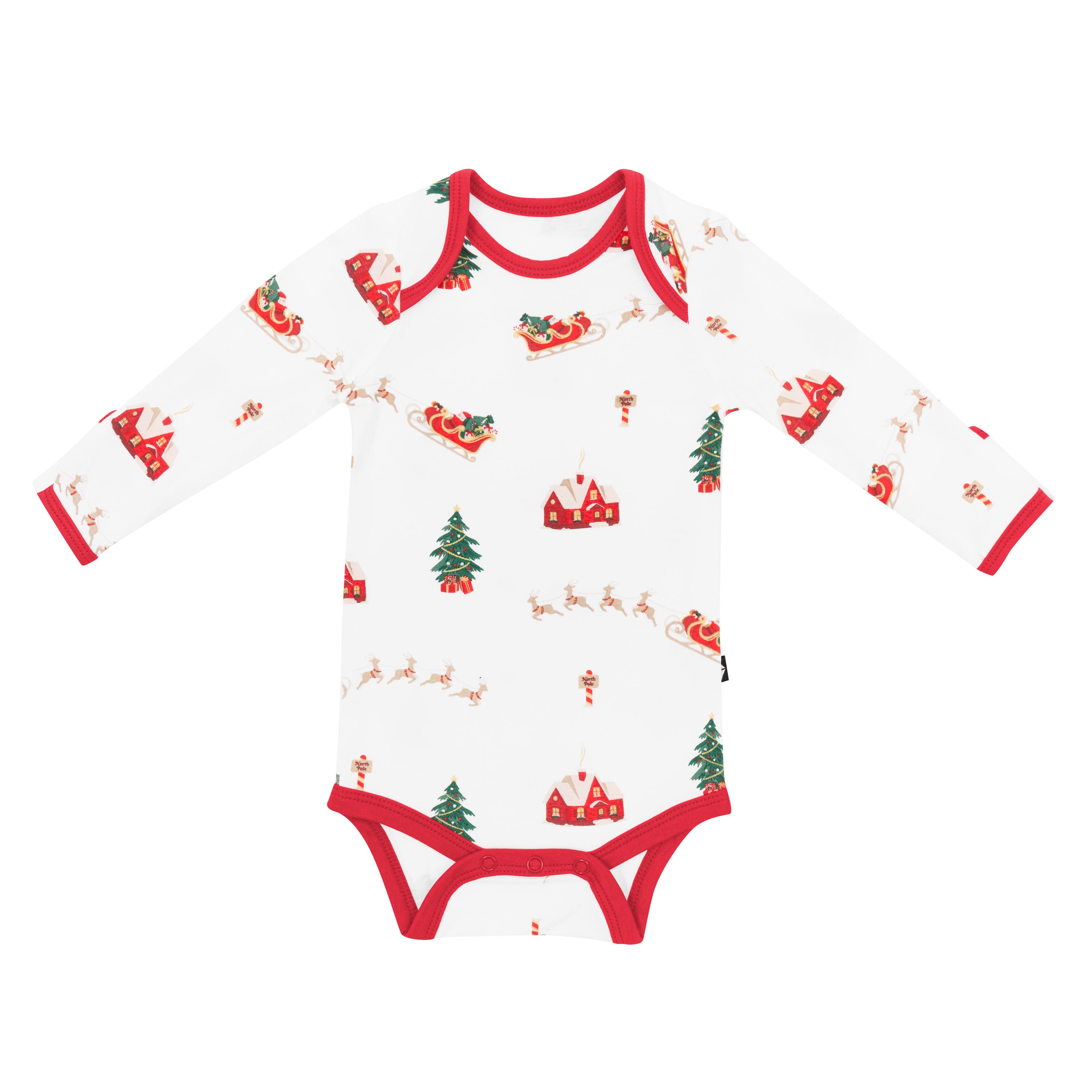 Product photo of the Long Sleeve Bodysuit in Santa Sleigh