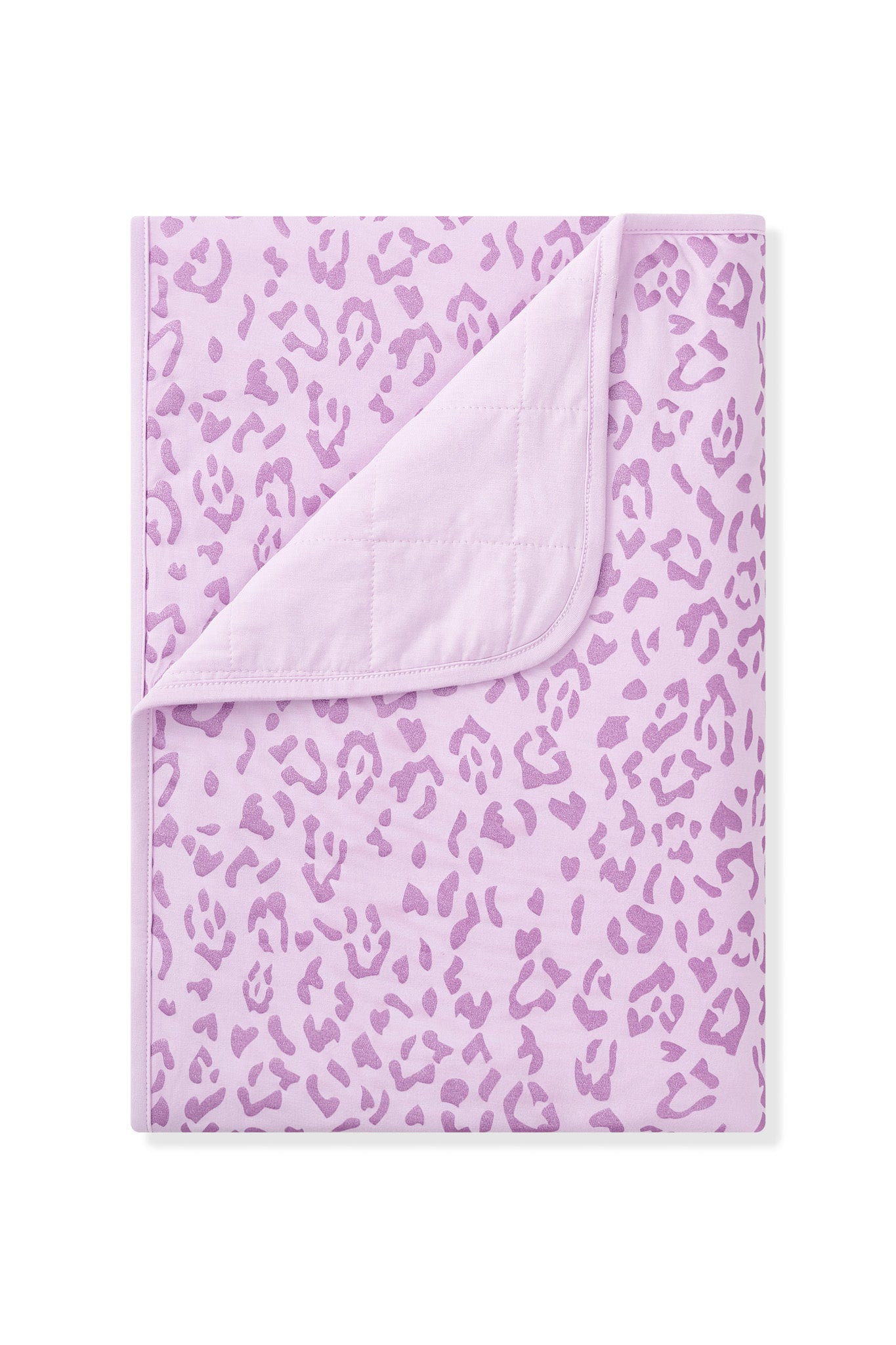 Toddler Blanket in Thistle Leopard print on white background