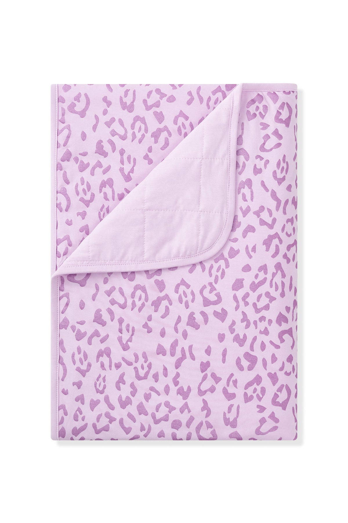 Toddler Blanket in Thistle Leopard print on white background