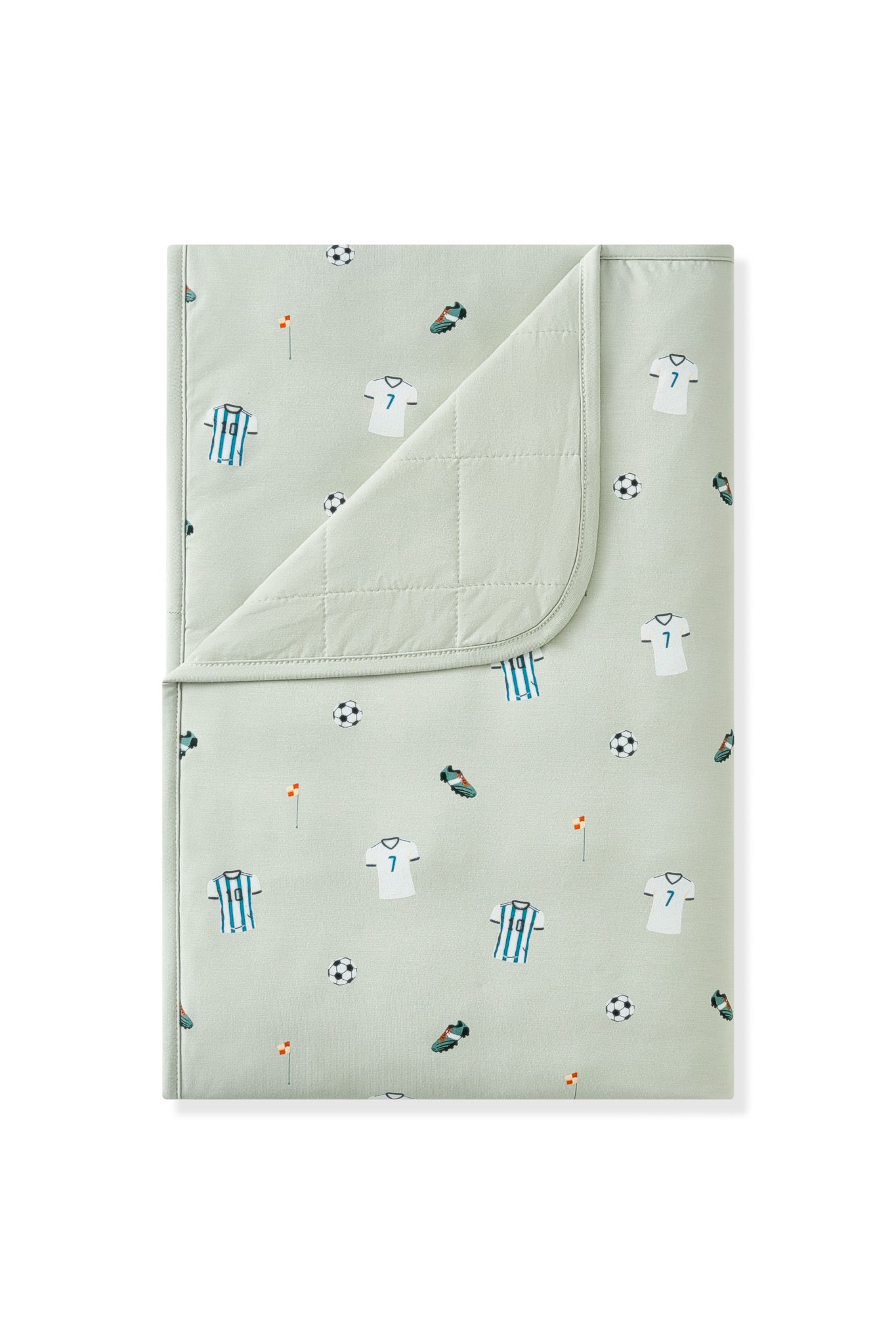 Toddler Blanket in Soccer print on white background