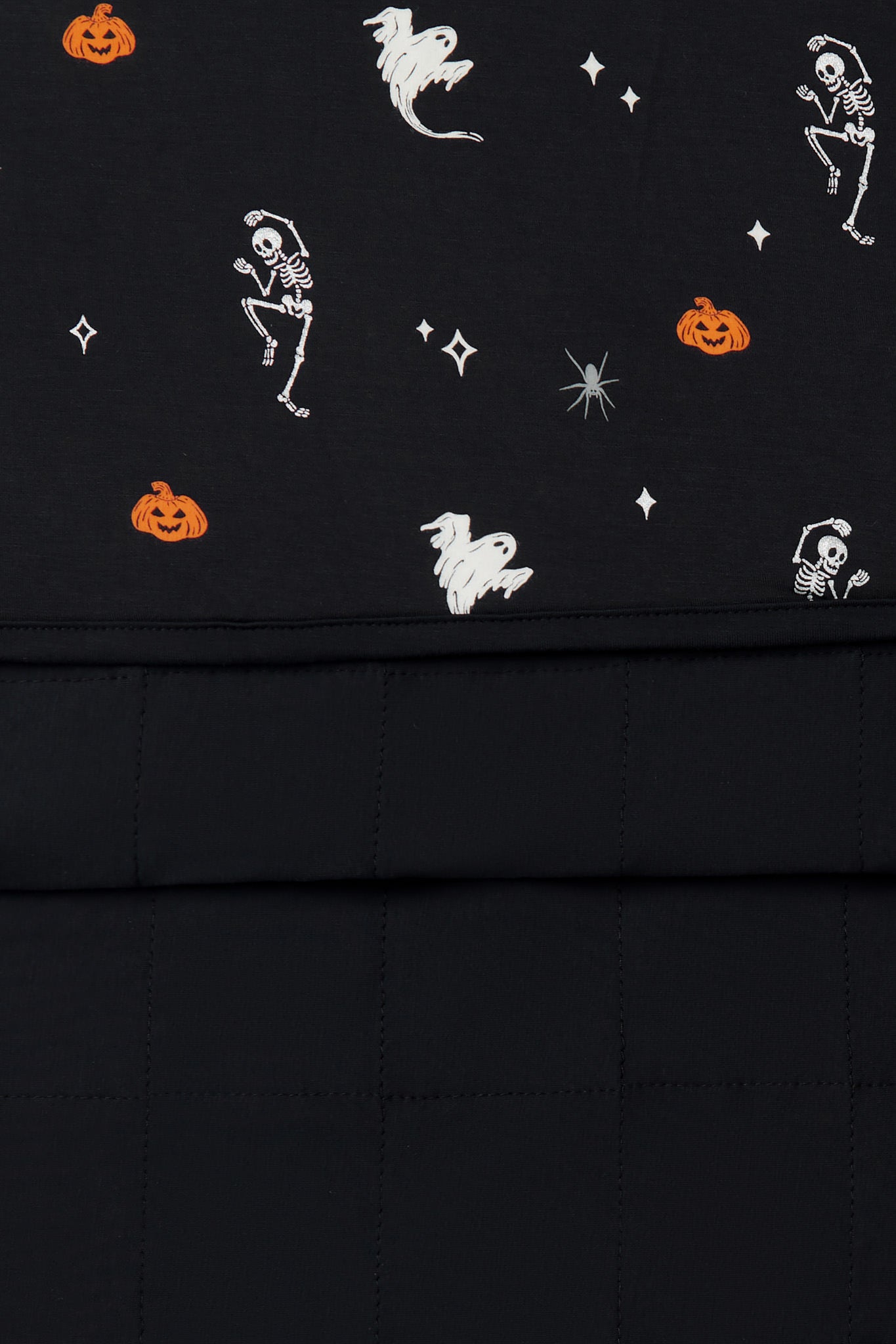 Front and back of Black Toddler Blanket in Halloween Friends 1.0 print