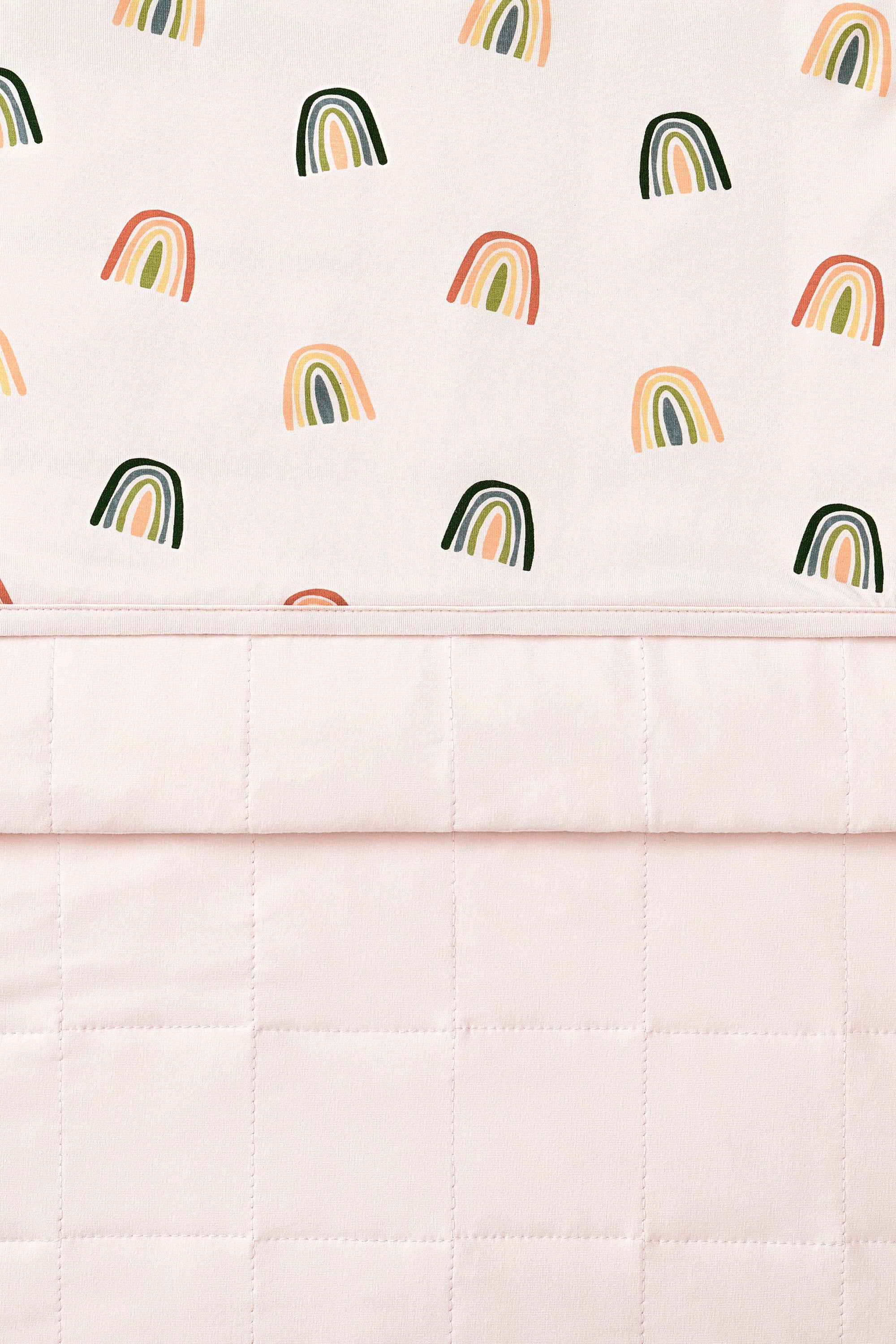 Front and Back of Vanilla cream Toddler Blanket in Retro Rainbow 1.0 print