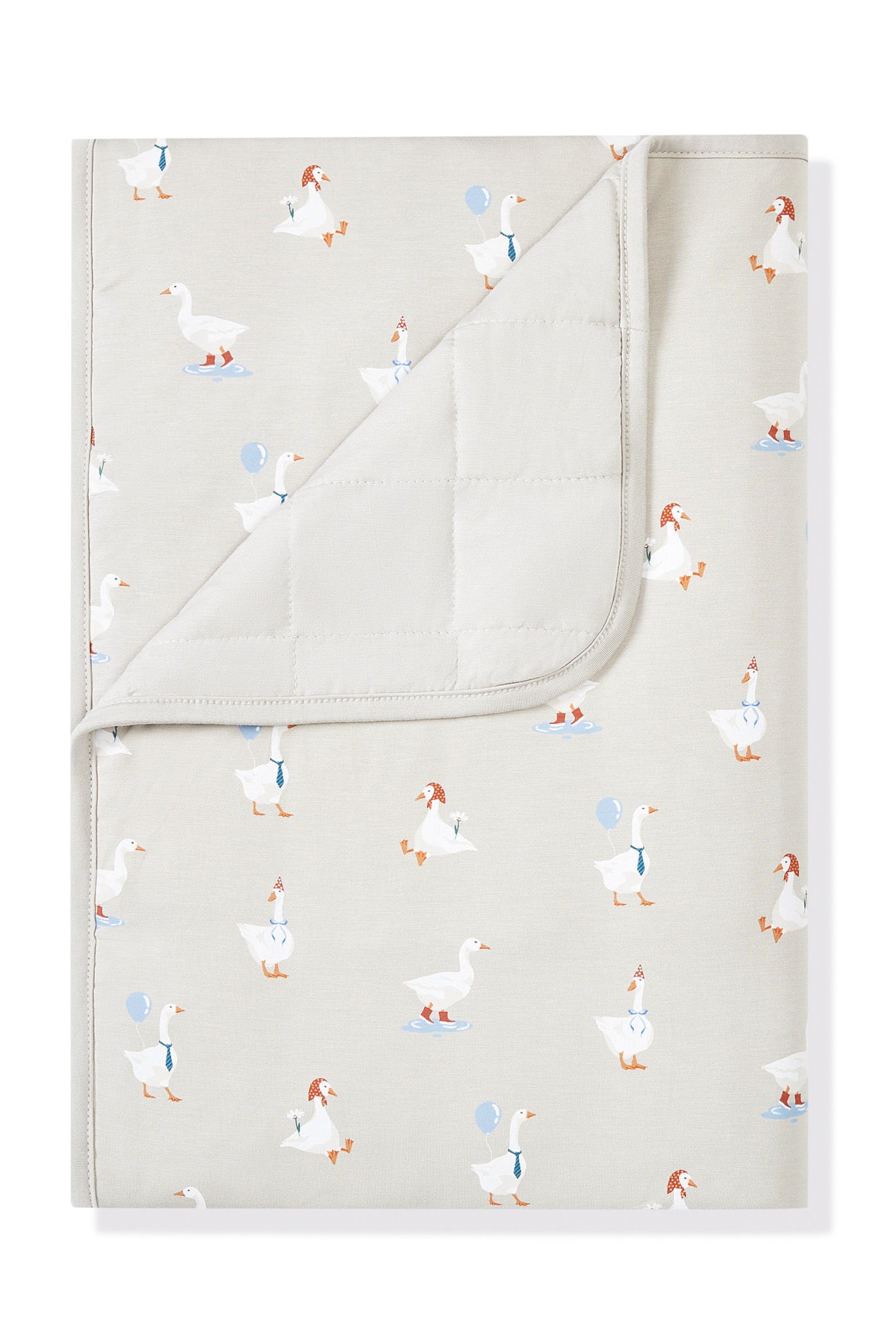 Toddler Blanket in Oat Silly Goose 1.0 print on a white background