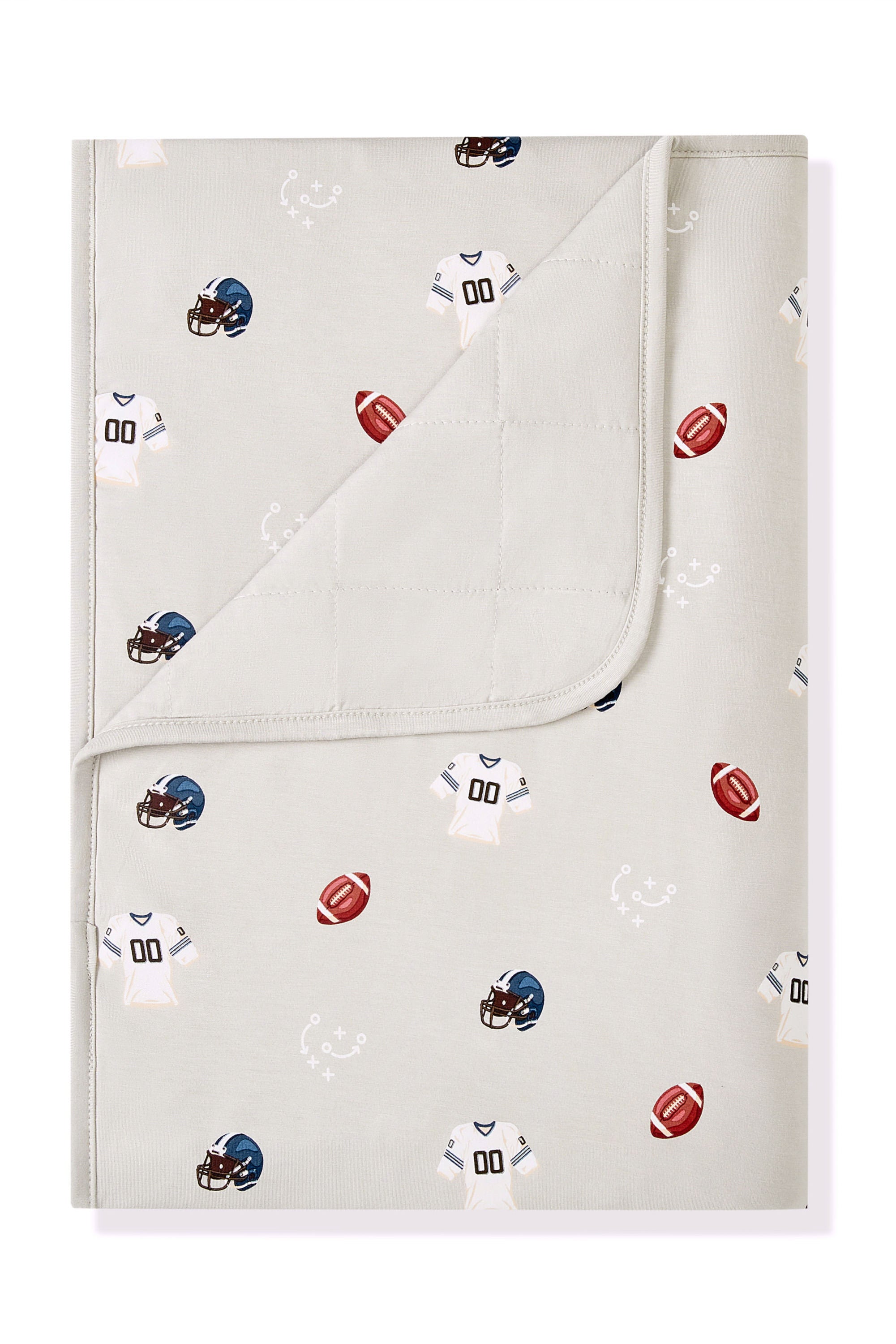 Toddler Blanket in Vintage Football 1.0 print on a white background