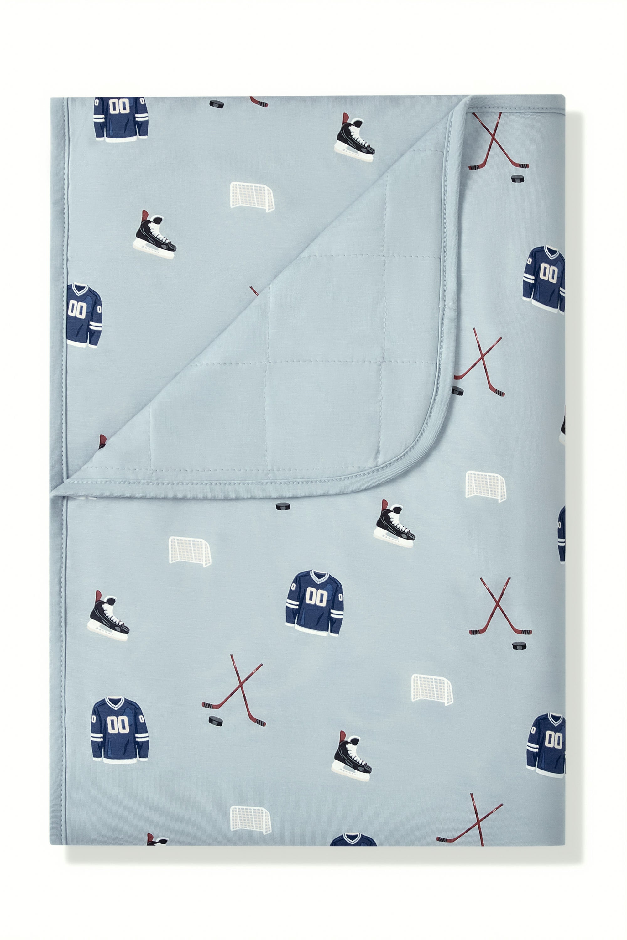 Toddler Blanket in Vintage Hockey 1.0 print on a white background