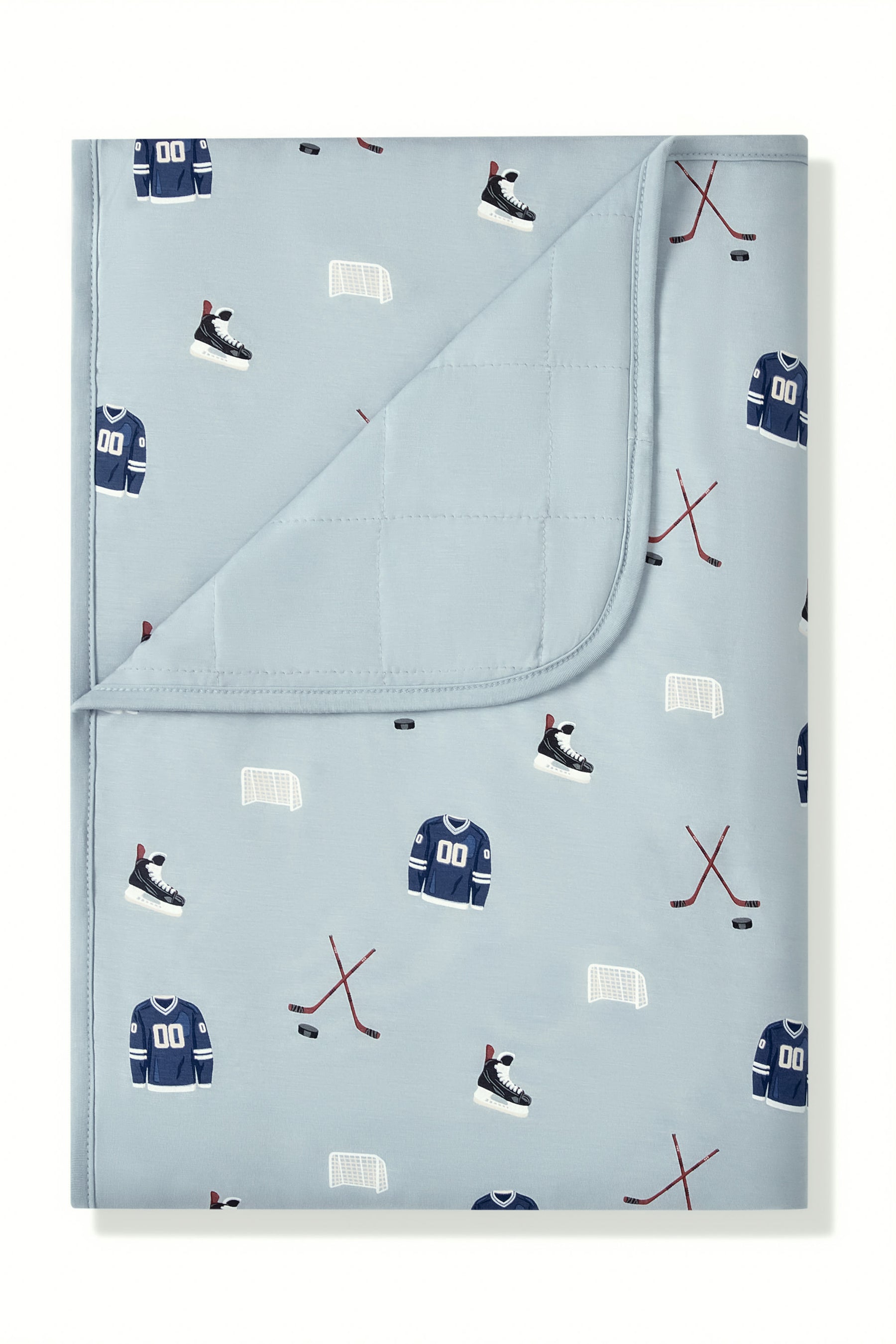 Toddler Blanket in Vintage Hockey 1.0 print on a white background