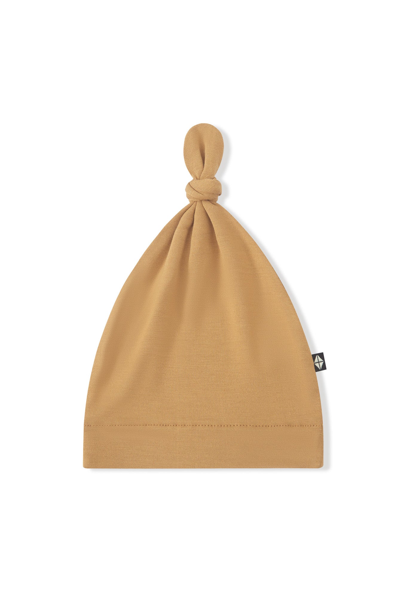 Knotted Cap in Ochre on a white background