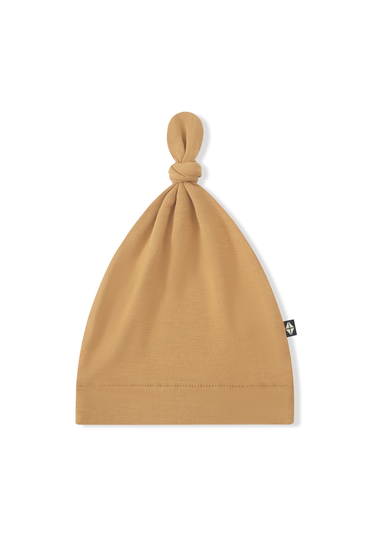 Knotted Cap in Ochre on a white background