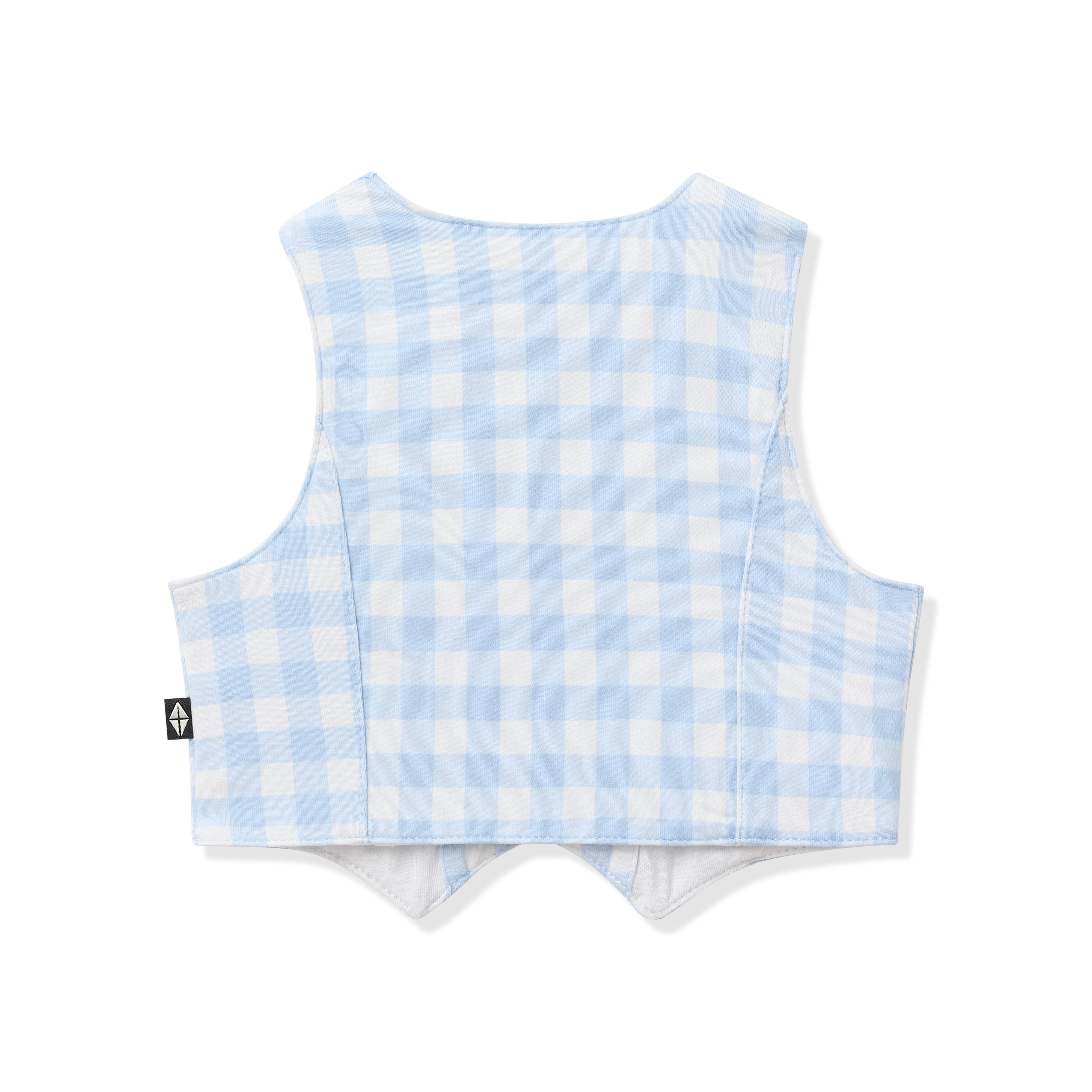 Back of the Tuxedo Vest in Gingham Breeze