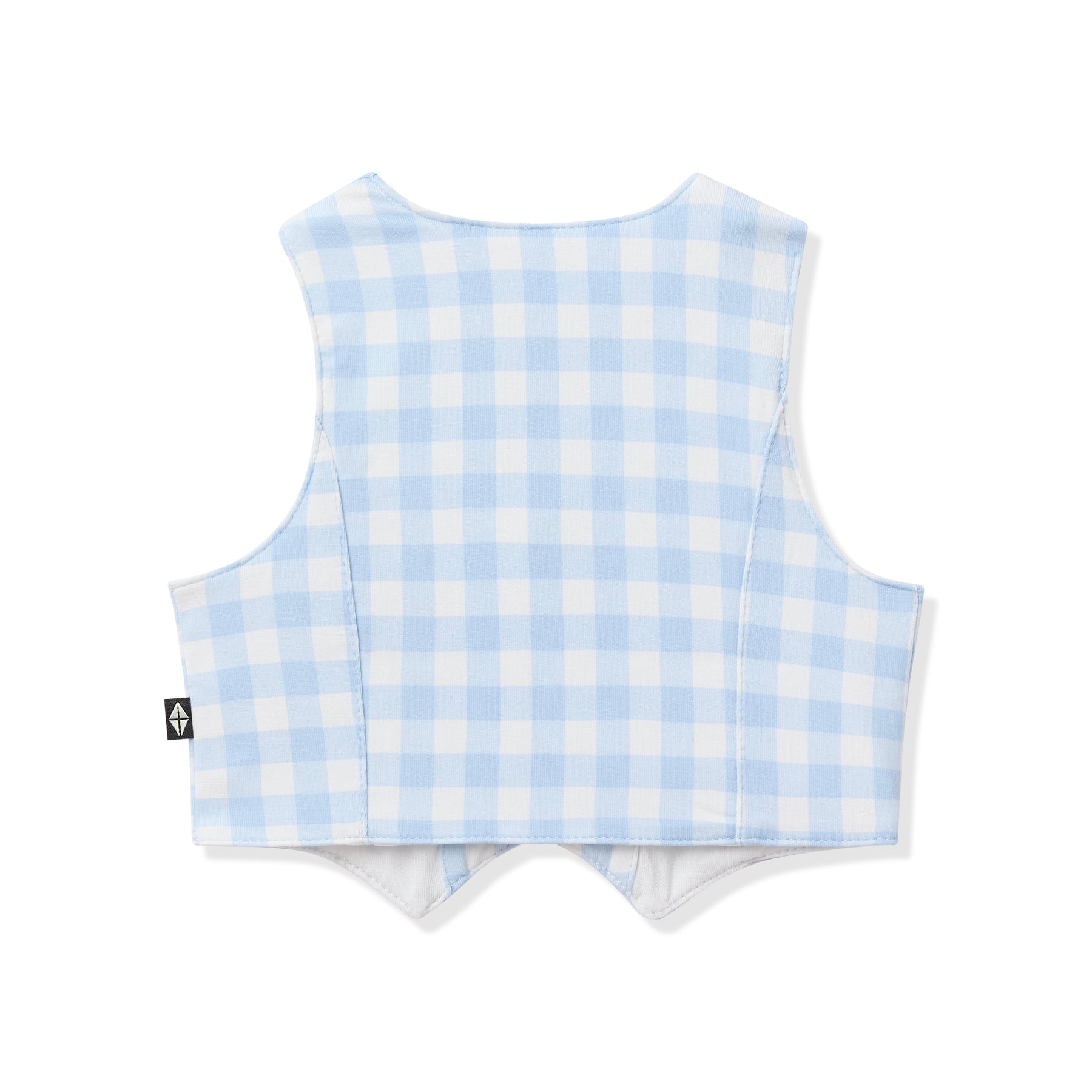 Back of the Tuxedo Vest in Gingham Breeze