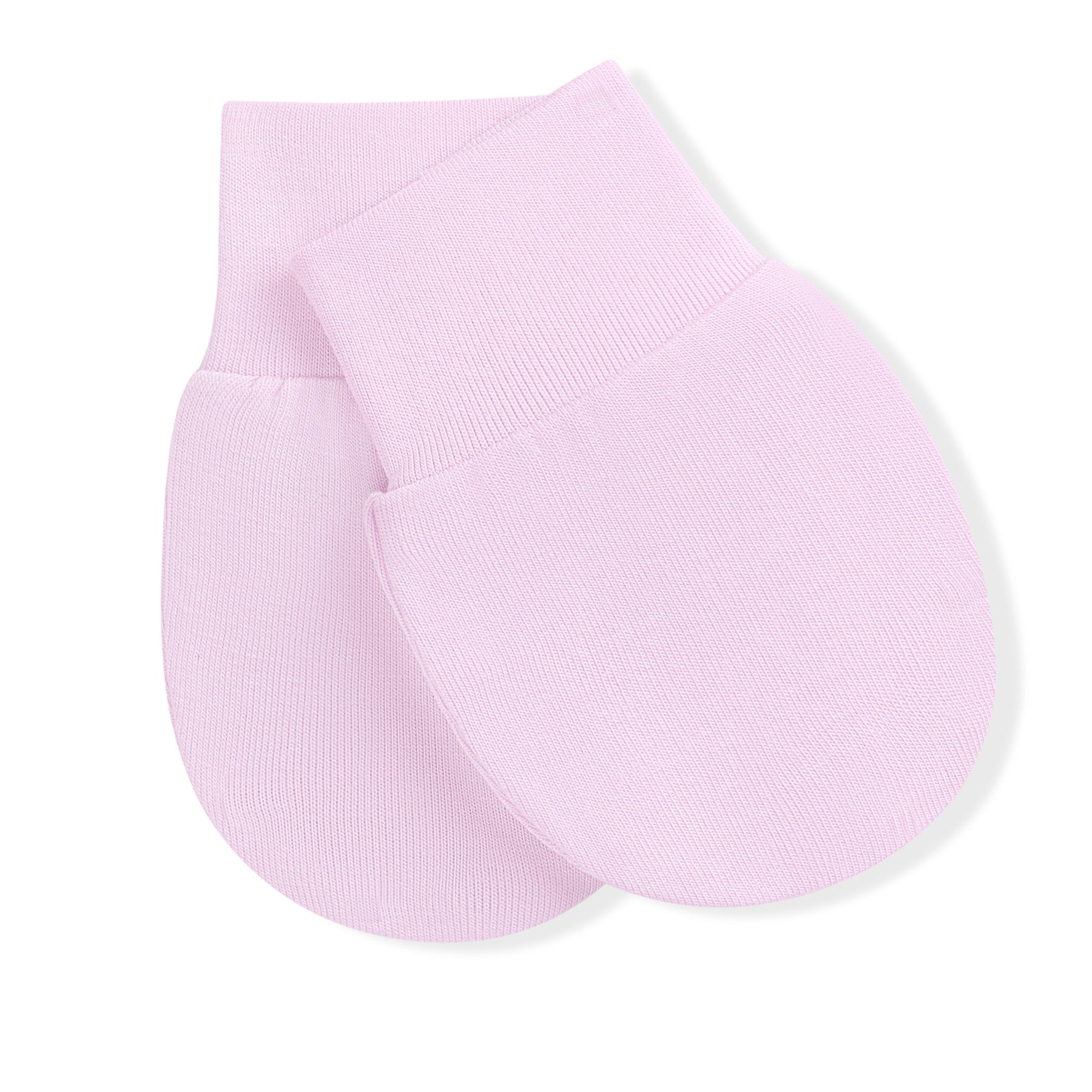 Light purple baby mittens on a white background