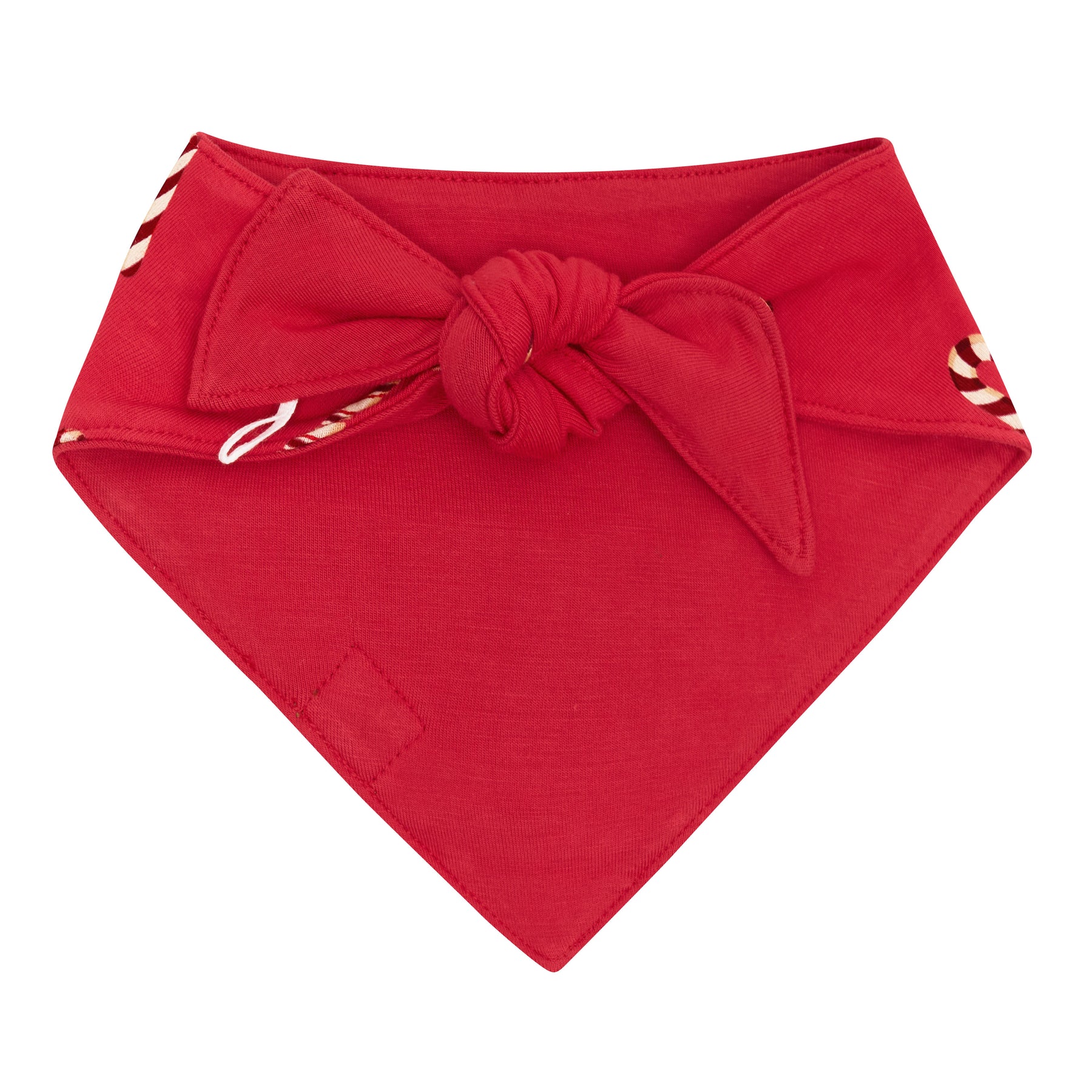 The back of the Dog Bandana in Candy Cane showing the tie closure