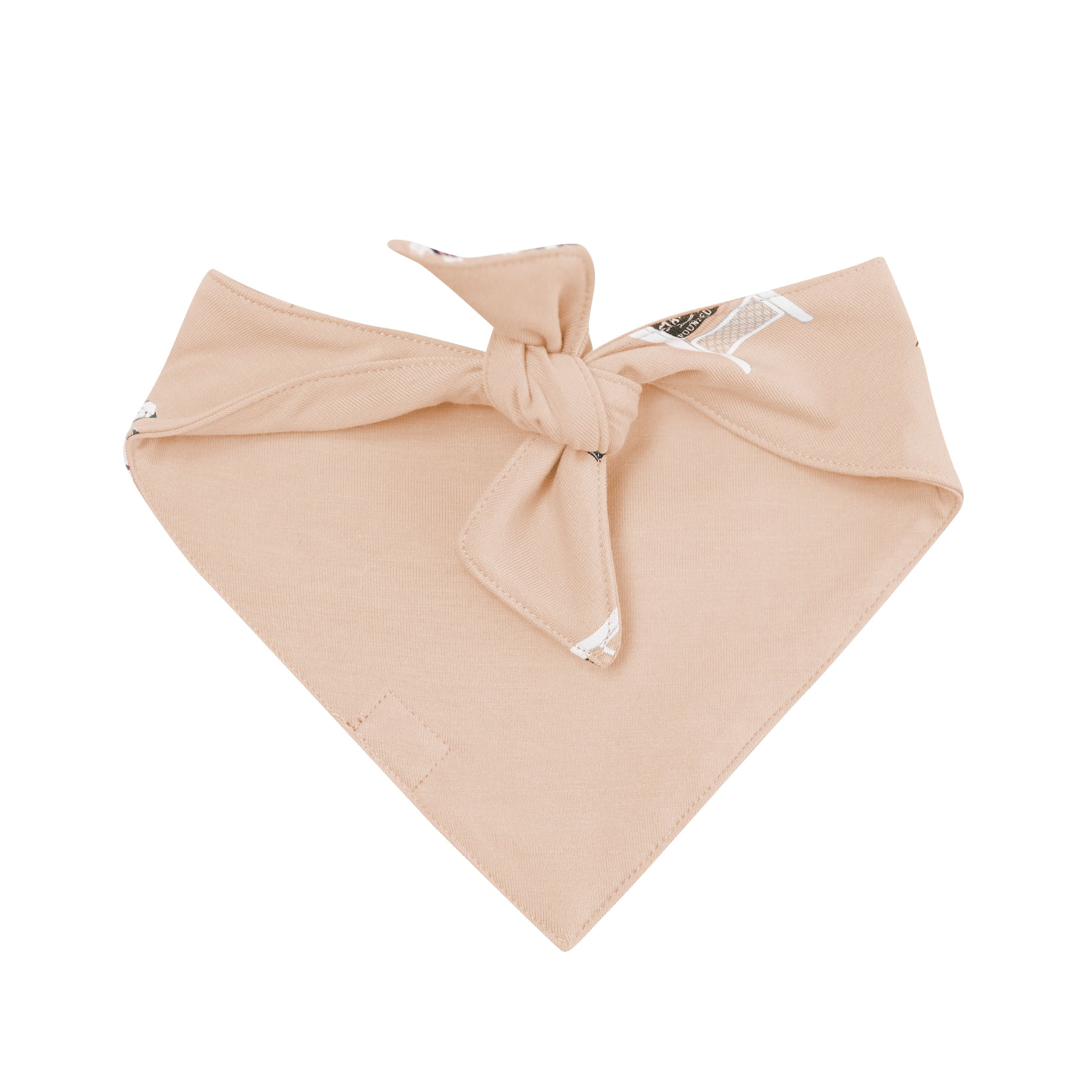 Beige bandana with a knot on a white background