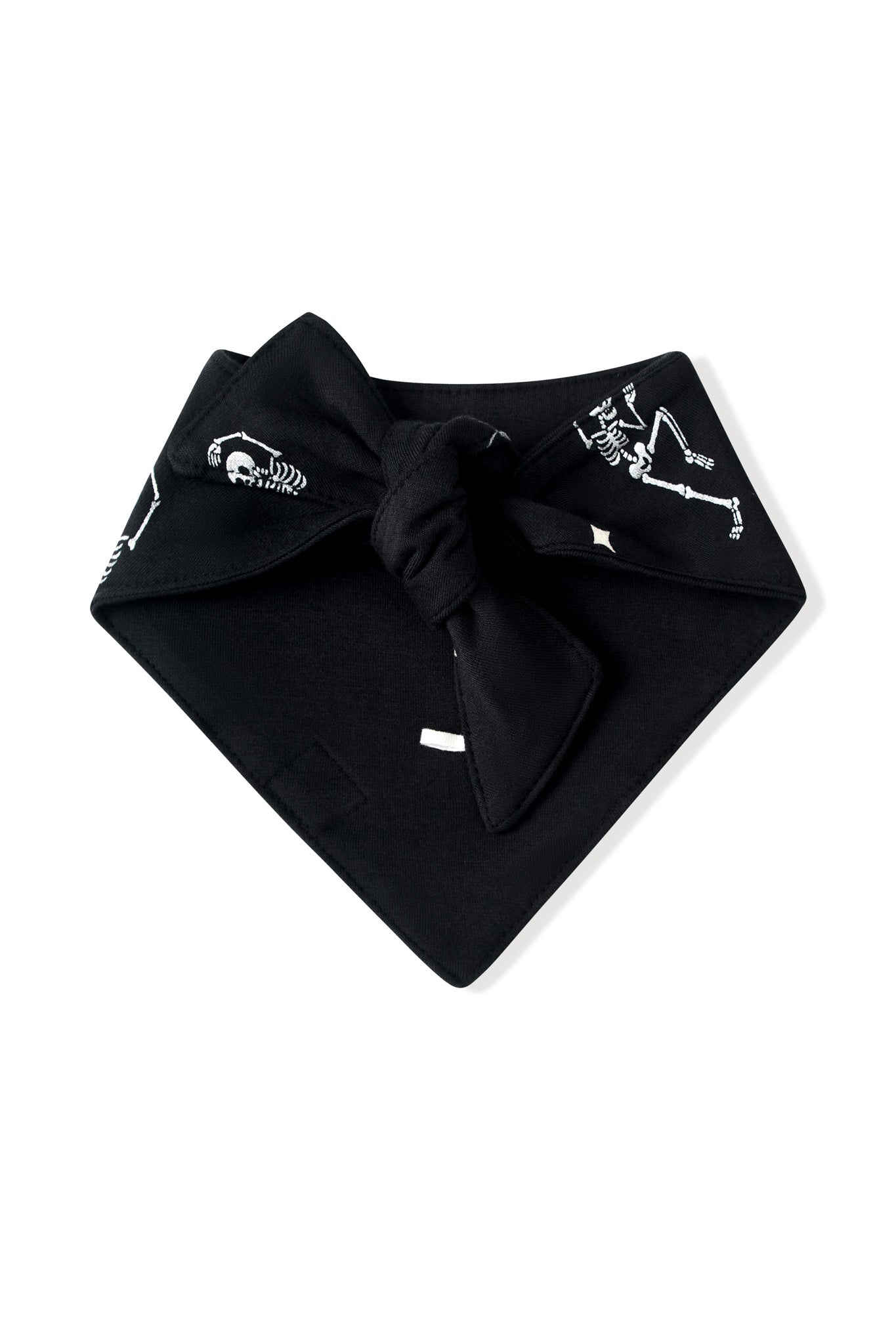 Back side of Black Dog Bandana in Halloween Friends print on a white background