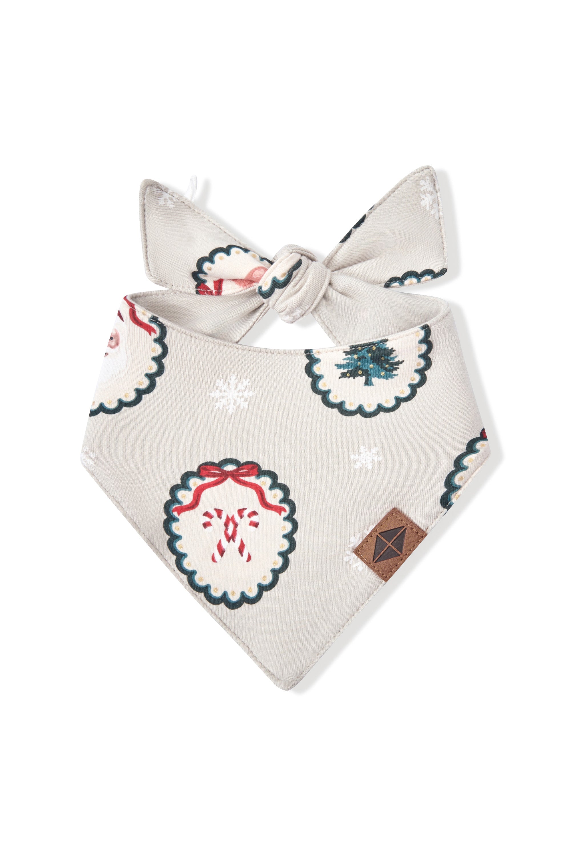 Dog Bandana in Holiday Medallion print on a white background