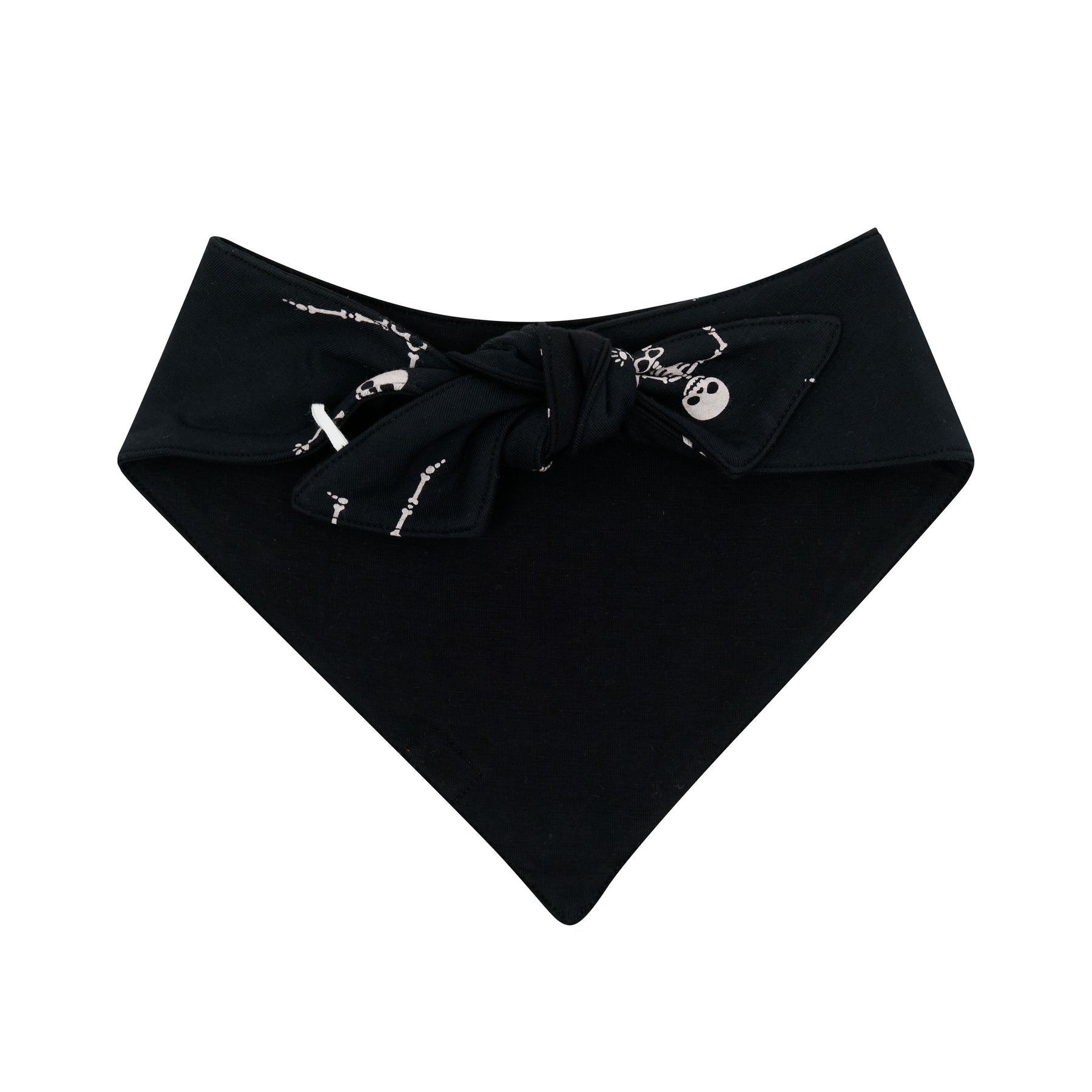 The back of the Dog Bandana in Skeleton showing the tie band