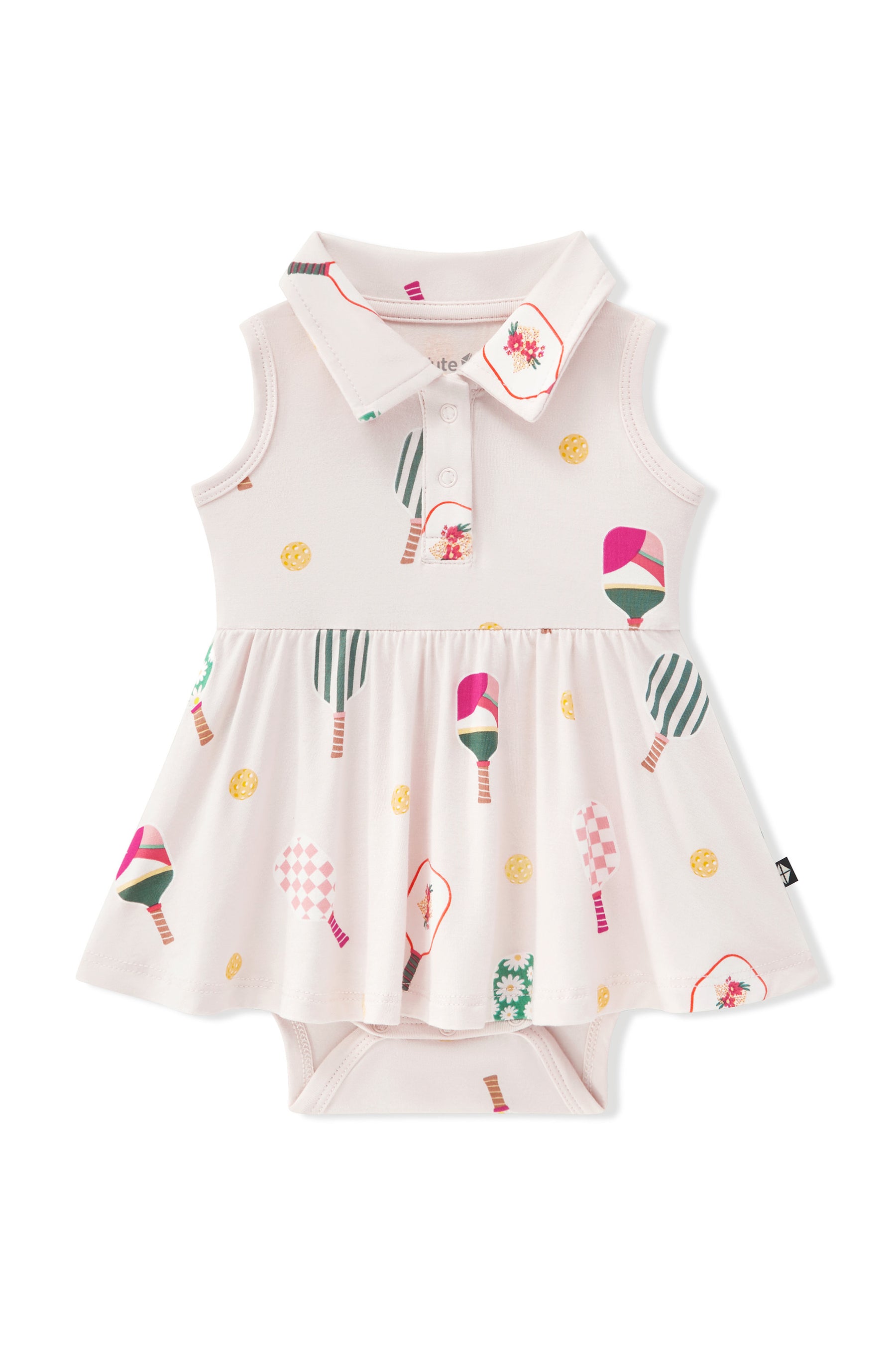 Polo Bodysuit Dress in Pickleball print on a white background