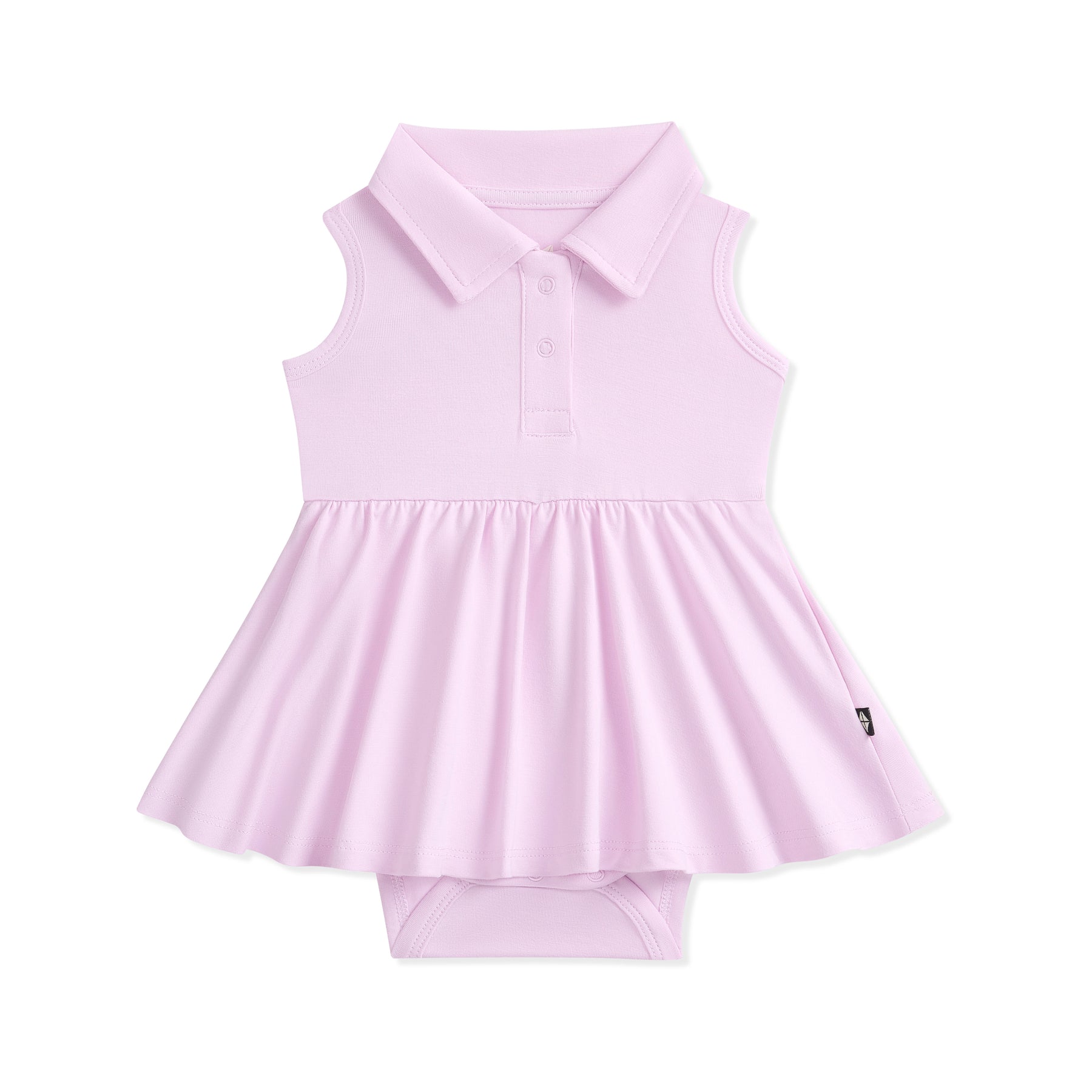 Light purple sleeveless dress wit polo collar on a white background