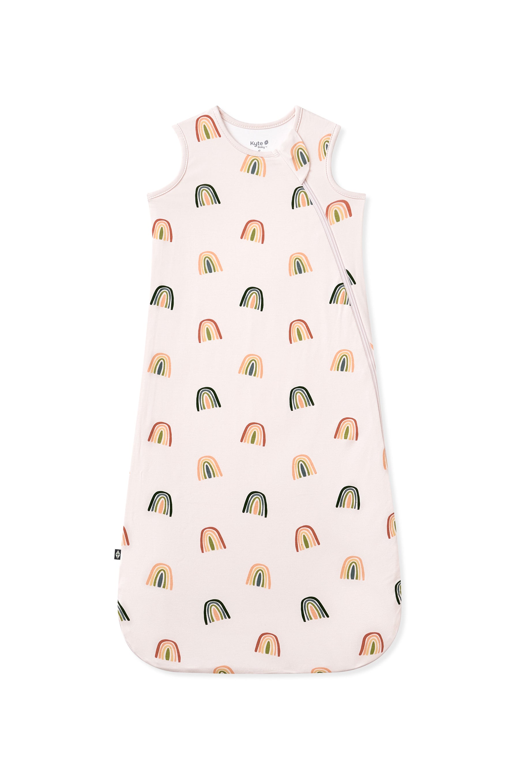 Vanilla cream Sleep Bag in Retro Rainbow 0.5 print on a white background