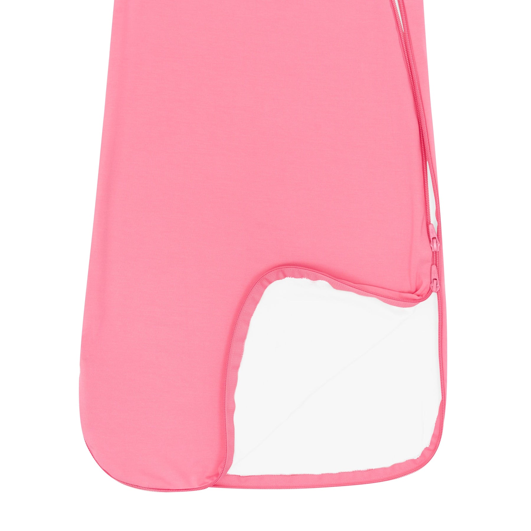 Kyte Baby Sleep Bag in Guava 0.5 showing dual zipper