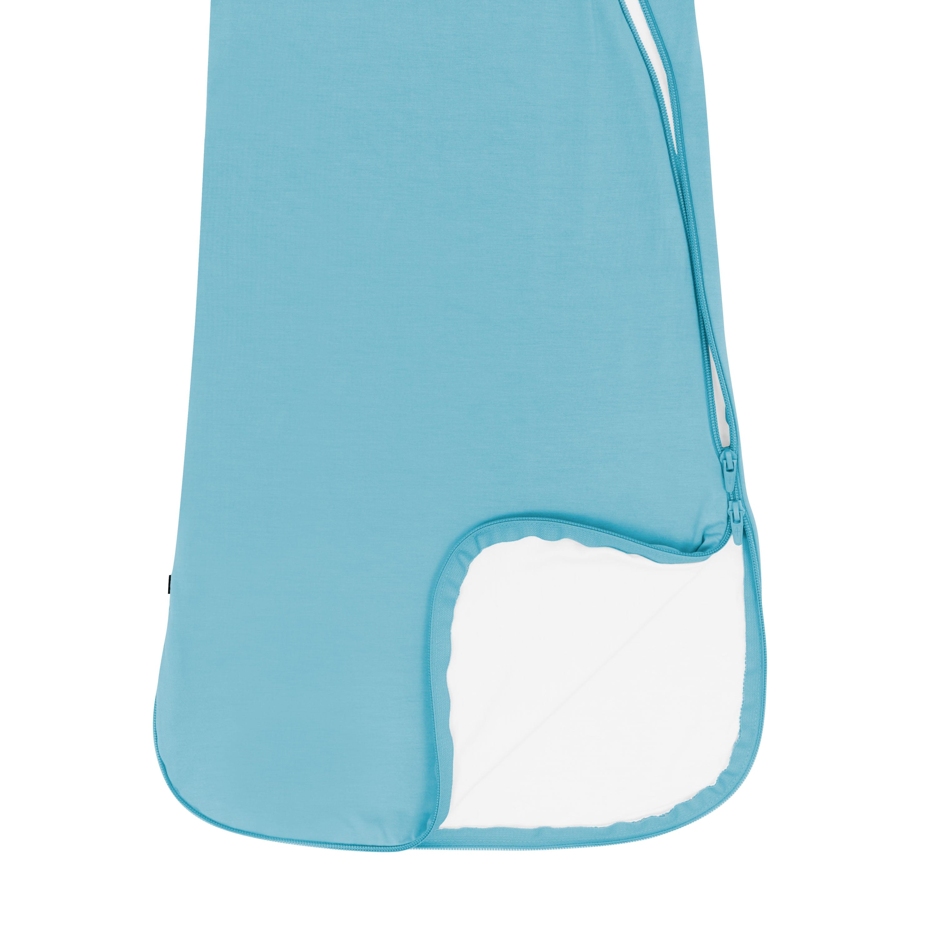 Kyte Baby Sleep Bag in Makai 0.5 showing dual zipper