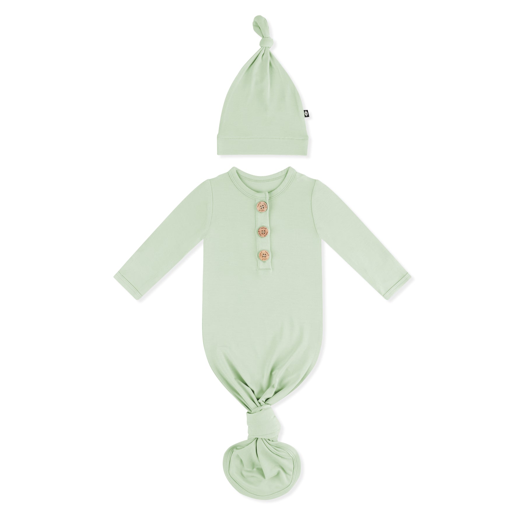 Product photo of the Knotted Gown with Hat Set in Basil