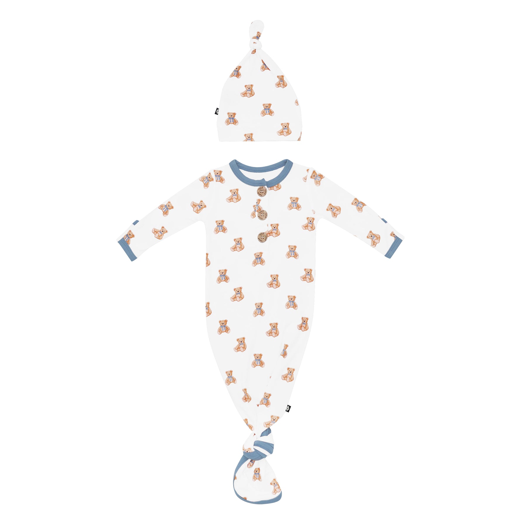 Product photo of the Knotted Gown with Hat Set in Teddy Bear