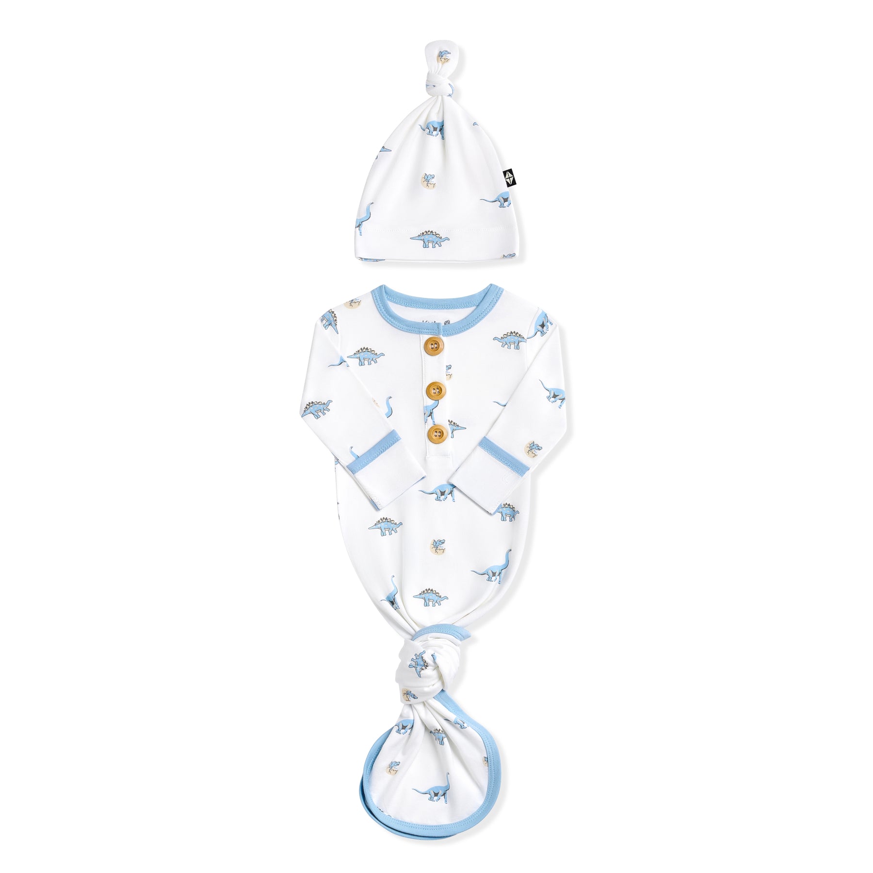 Knotted Gown with Hat Set in Jurassic shown with the arms folded inwards