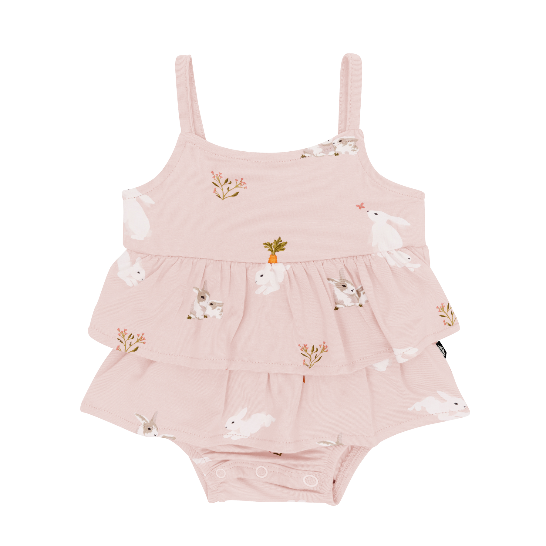 Spaghetti Strap Ruffle Romper in Blush Rabbit