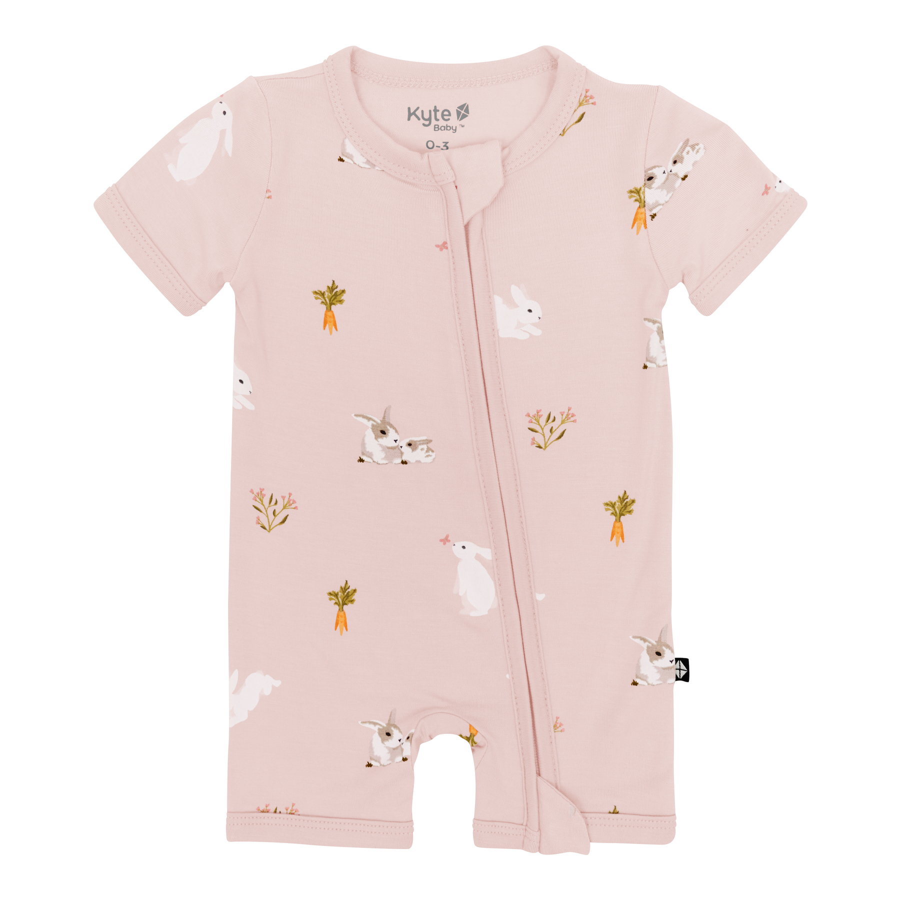 Zipper Shortall Romper in Blush Rabbit