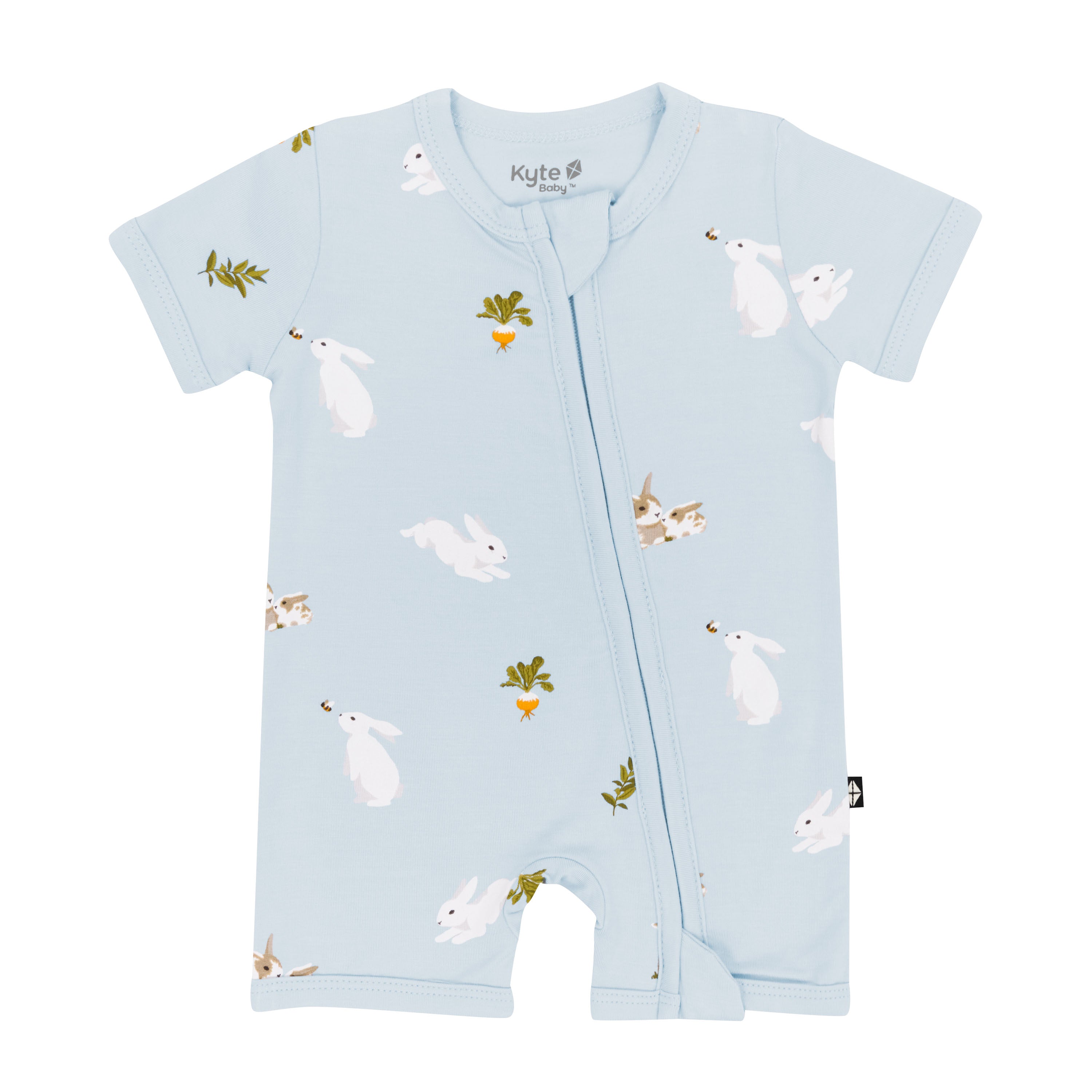 Zipper Shortall Romper in Ice Rabbit