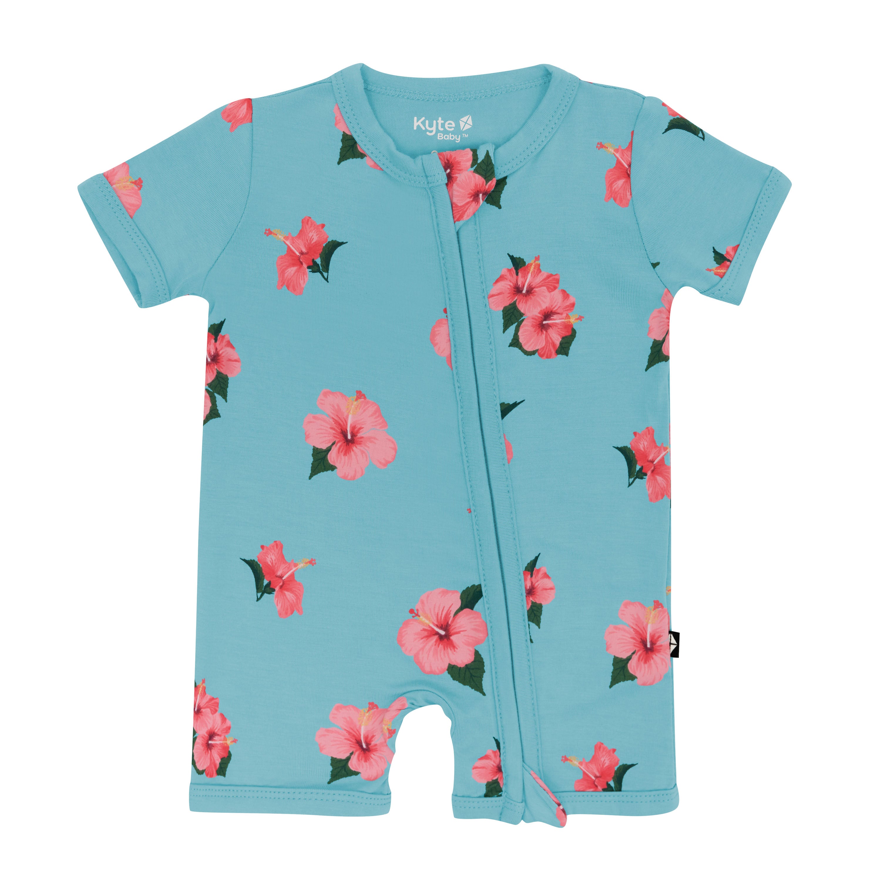 Zipper Shortall Romper in Hibiscus