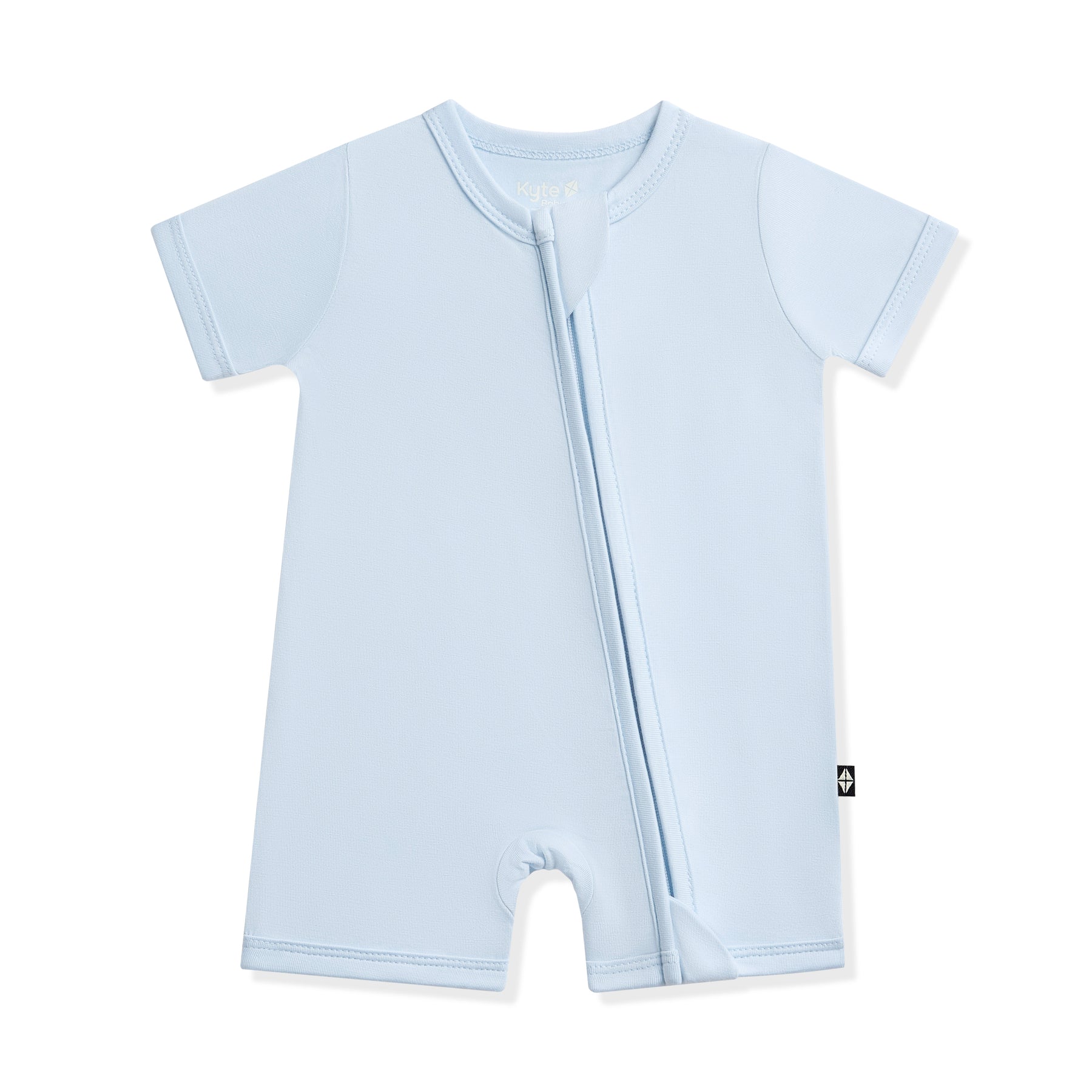 Product photo of the Zipper Shortall Romper in Breeze