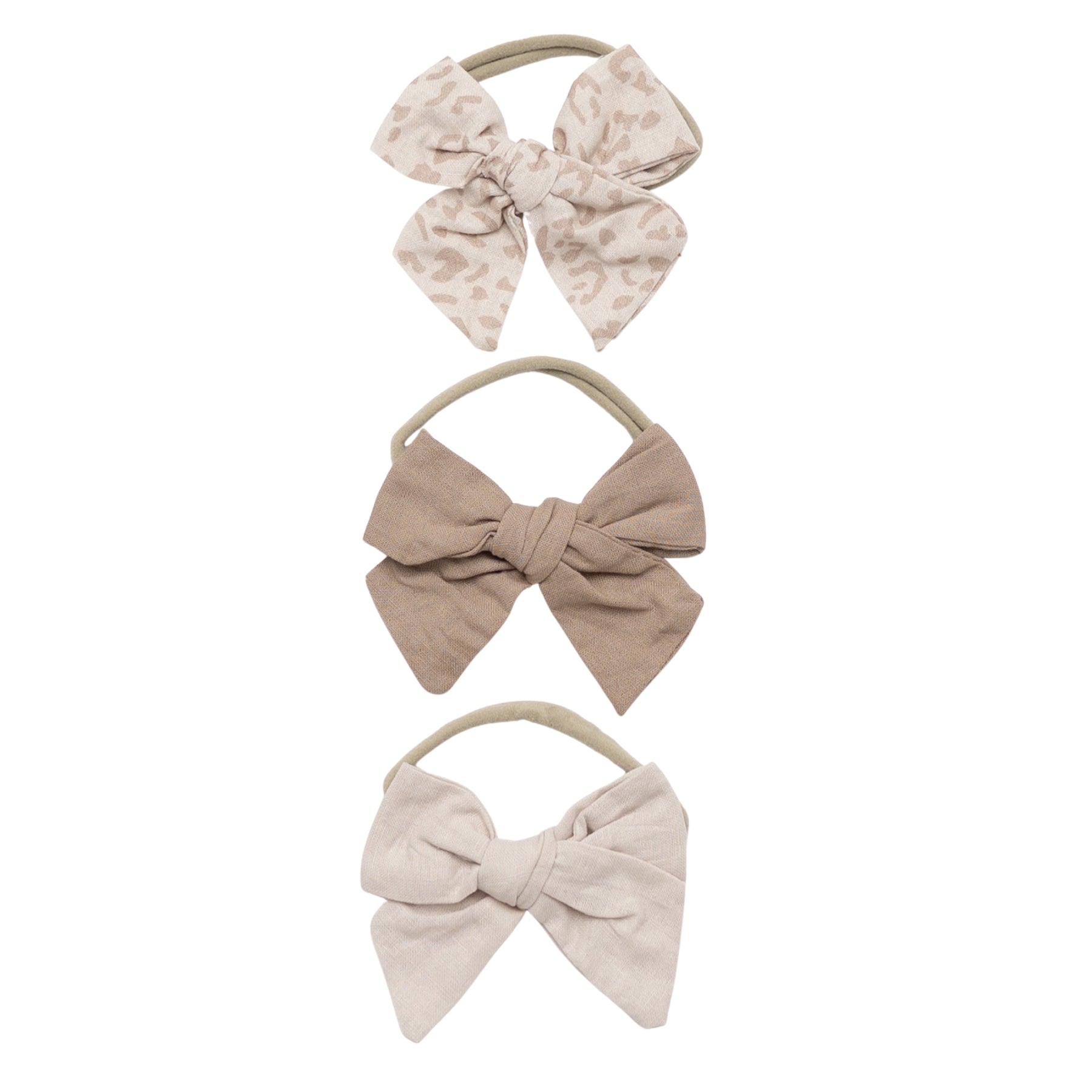 3-Pack Bows in Oat Leopard, Oat, and Khaki